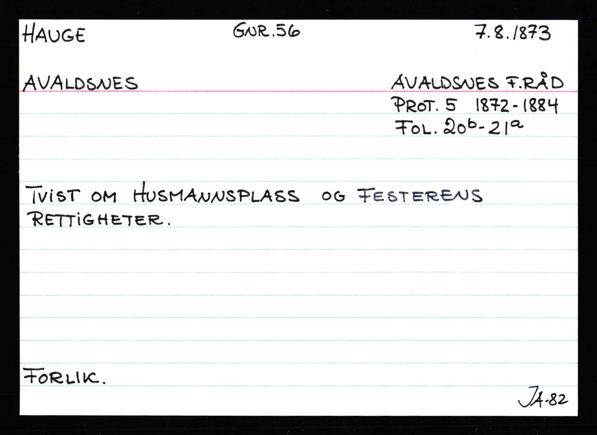 Statsarkivet i Stavanger, AV/SAST-A-101971/03/Y/Ym/L0021: Åstedskort sortert etter gårdsnavn: Hauge - Haukås, 1600-1950, s. 50