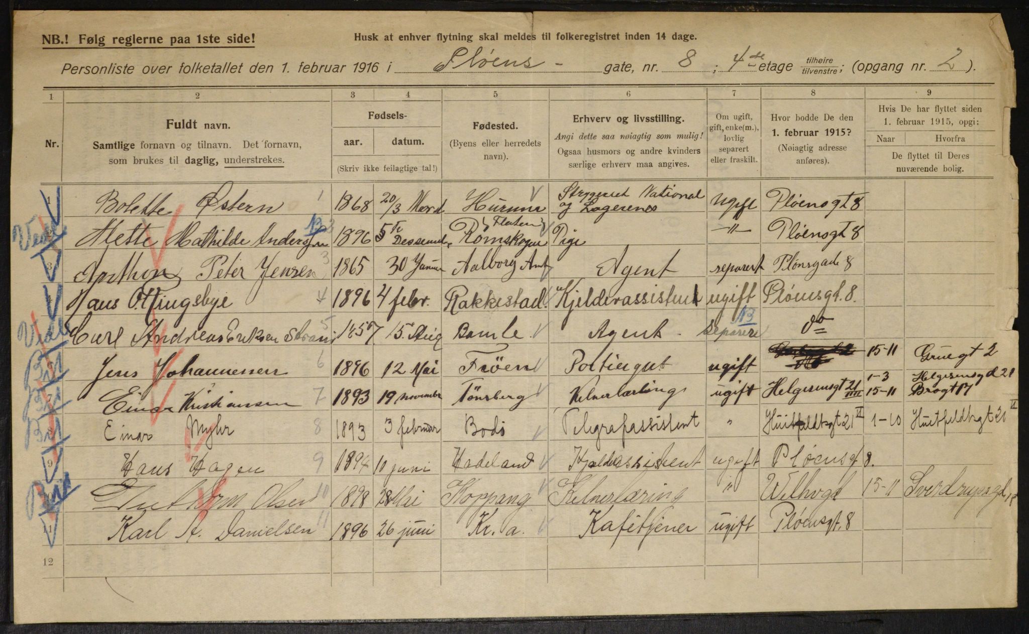 OBA, Kommunal folketelling 1.2.1916 for Kristiania, 1916, s. 82867