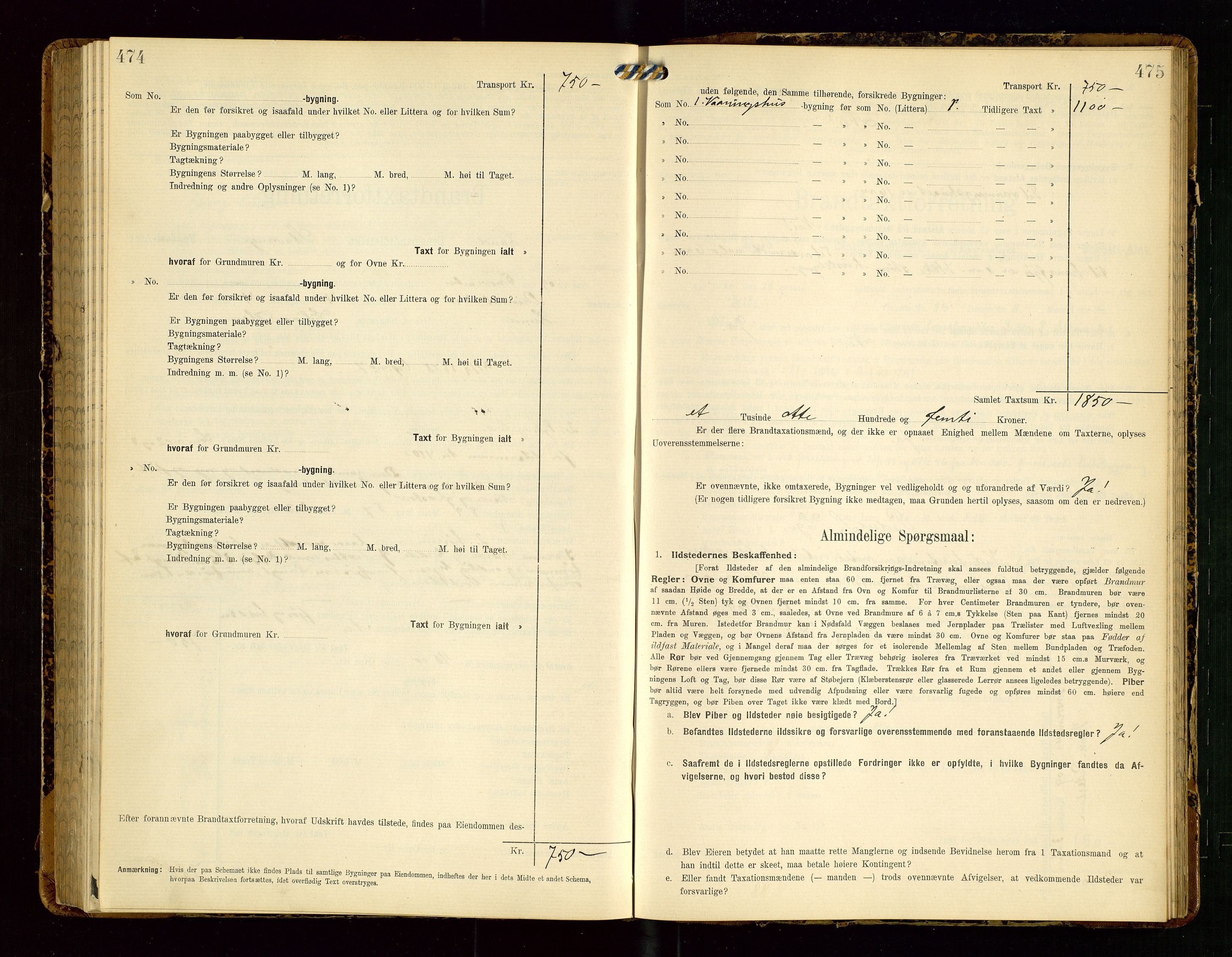 Lund lensmannskontor, SAST/A-100303/Gob/L0002: "Brandtakstprotokol", 1908-1918, s. 474-475