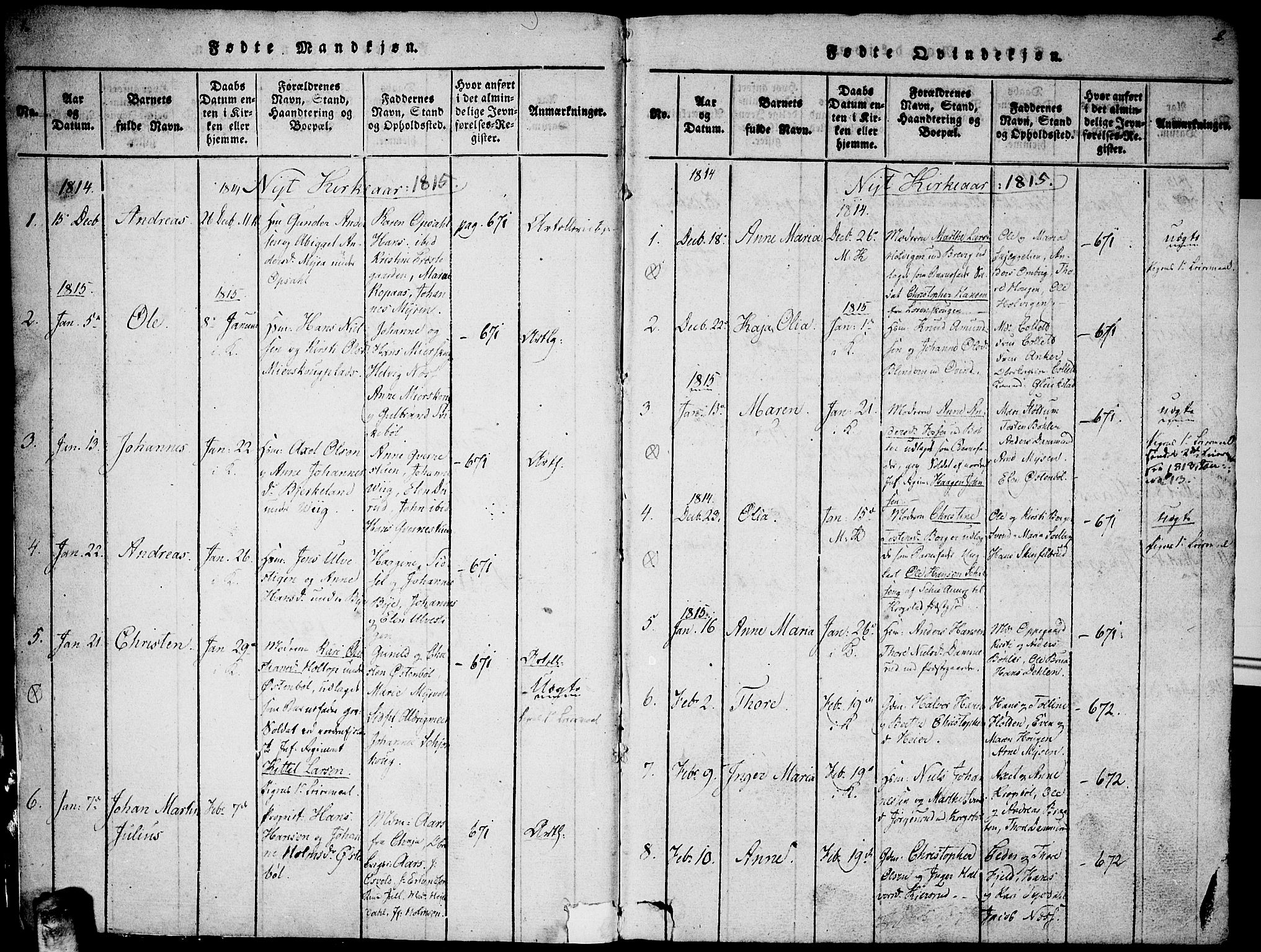 Enebakk prestekontor Kirkebøker, AV/SAO-A-10171c/F/Fa/L0005: Ministerialbok nr. I 5, 1790-1825, s. 1-2