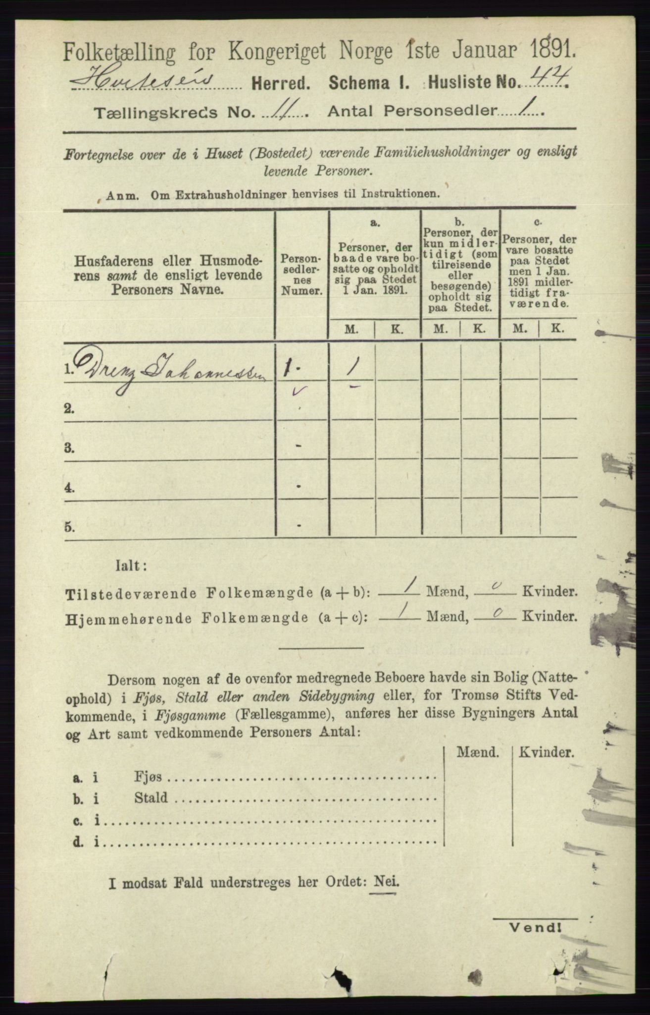 RA, Folketelling 1891 for 0829 Kviteseid herred, 1891, s. 2544