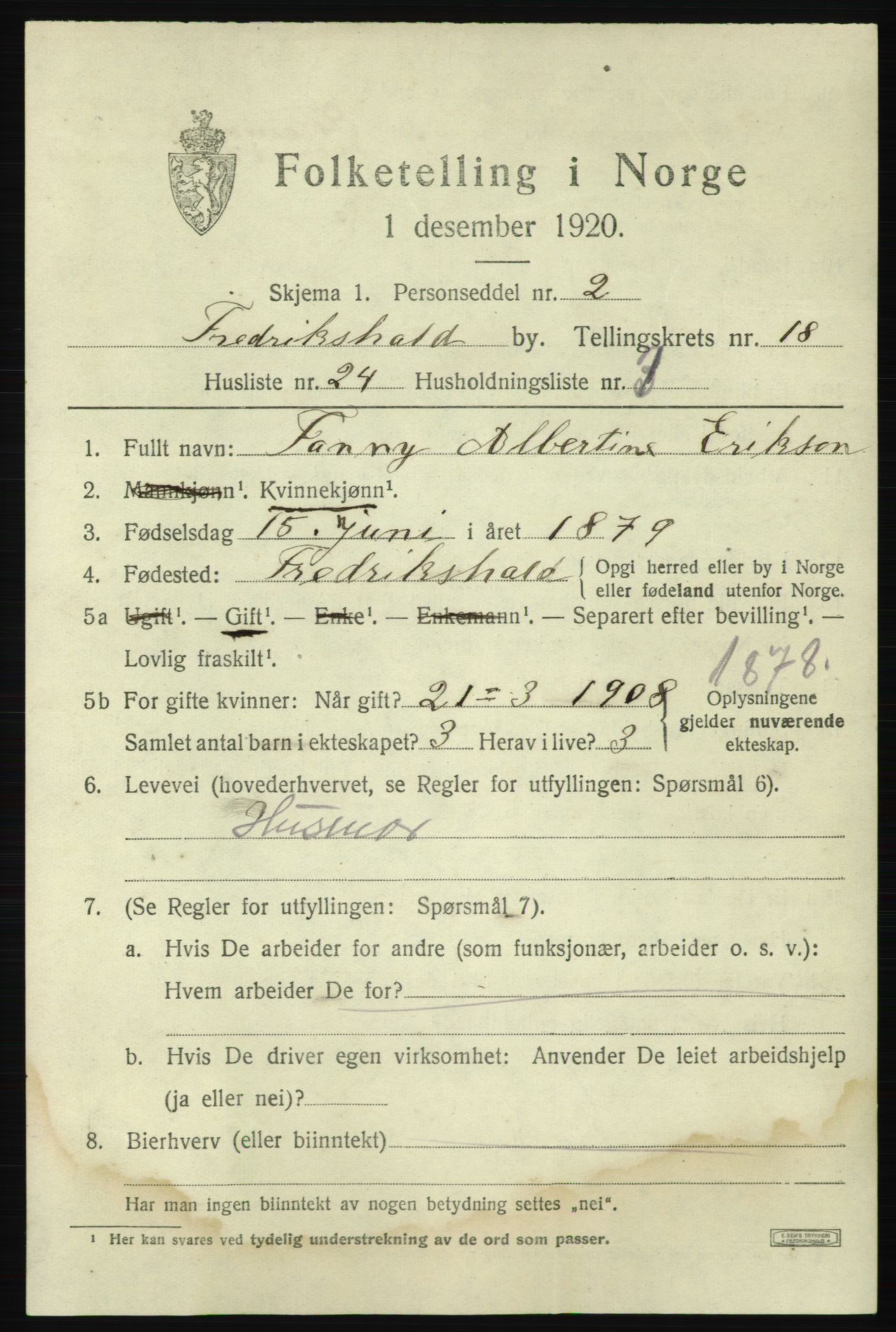 SAO, Folketelling 1920 for 0101 Fredrikshald kjøpstad, 1920, s. 27849