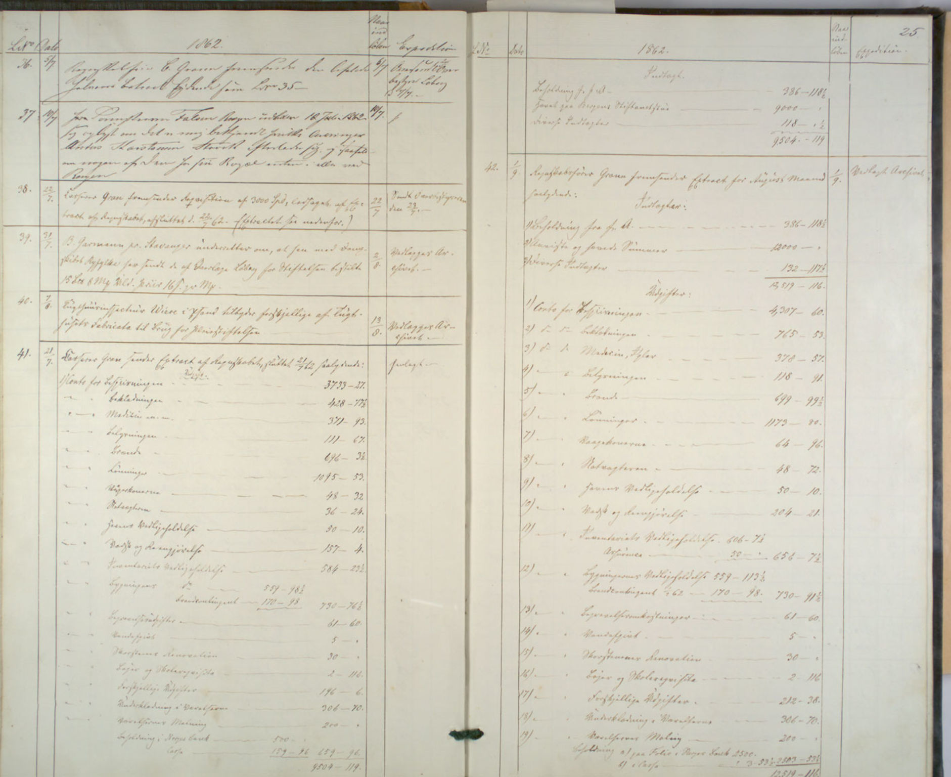 Lepraarkiver - Pleiestiftelsen for spedalske no.1, AV/SAB-A-60601/B.c/L0001: Journal, 1857-1882, s. 24b-25a