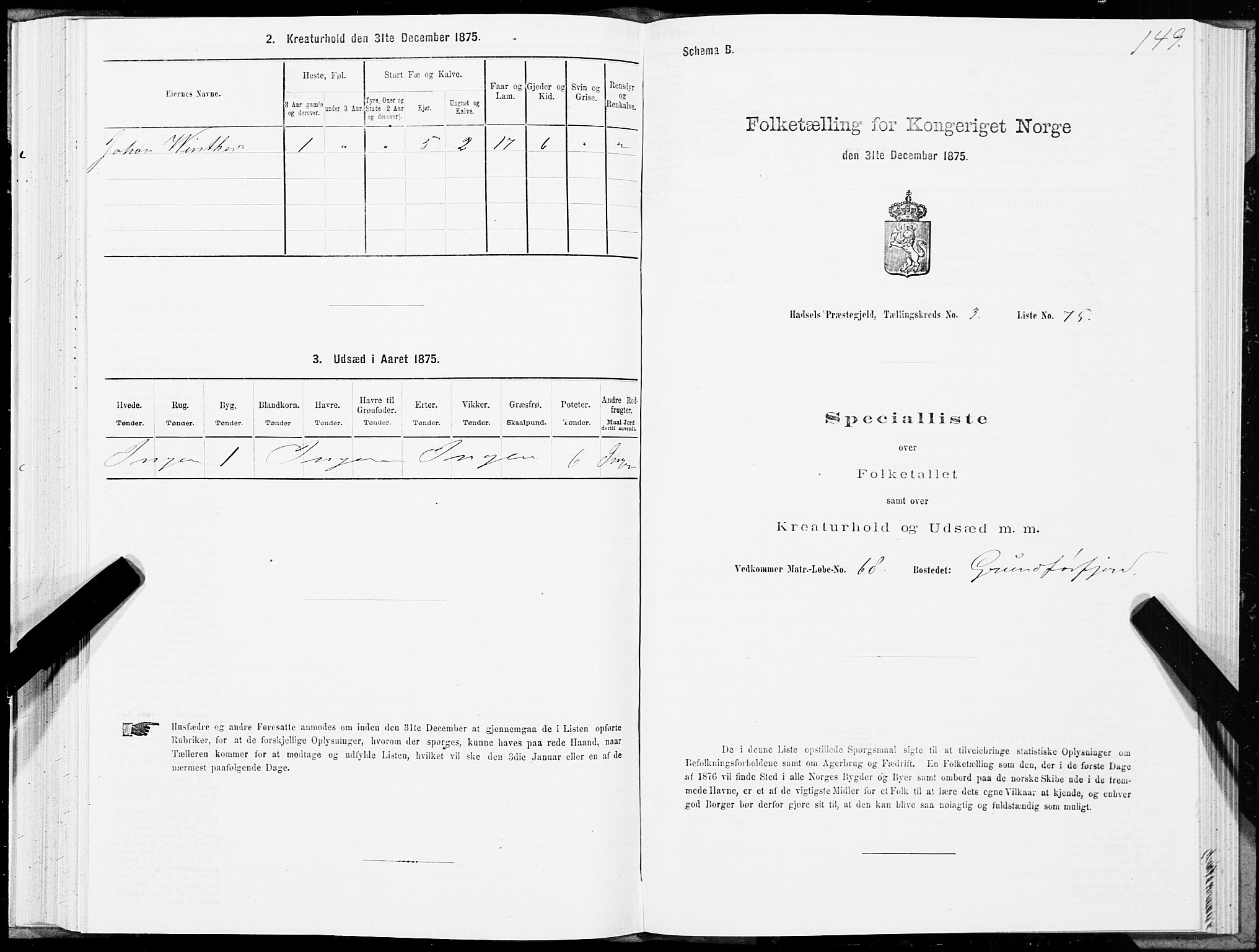 SAT, Folketelling 1875 for 1866P Hadsel prestegjeld, 1875, s. 2149