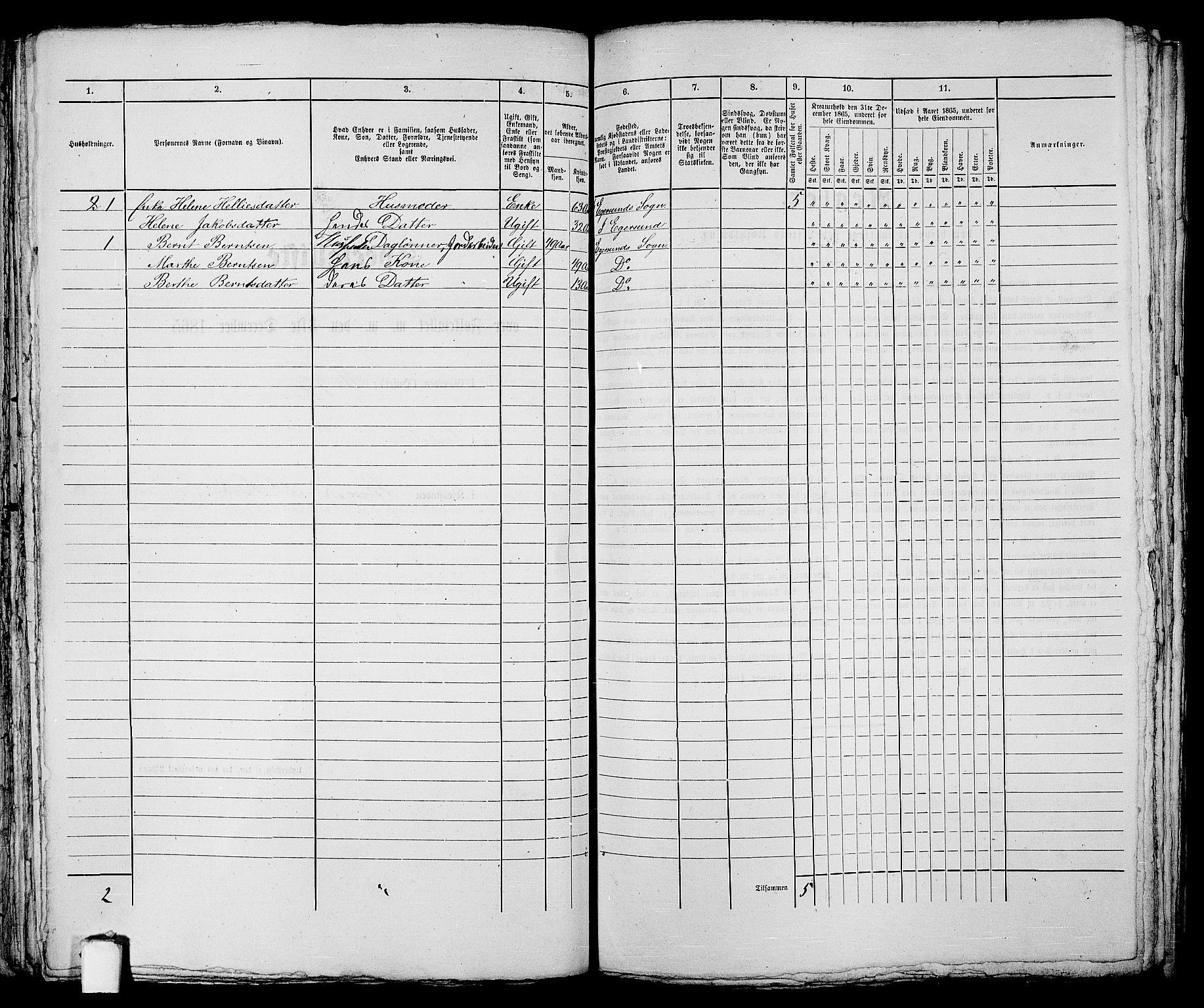 RA, Folketelling 1865 for 1101B Eigersund prestegjeld, Egersund ladested, 1865, s. 160