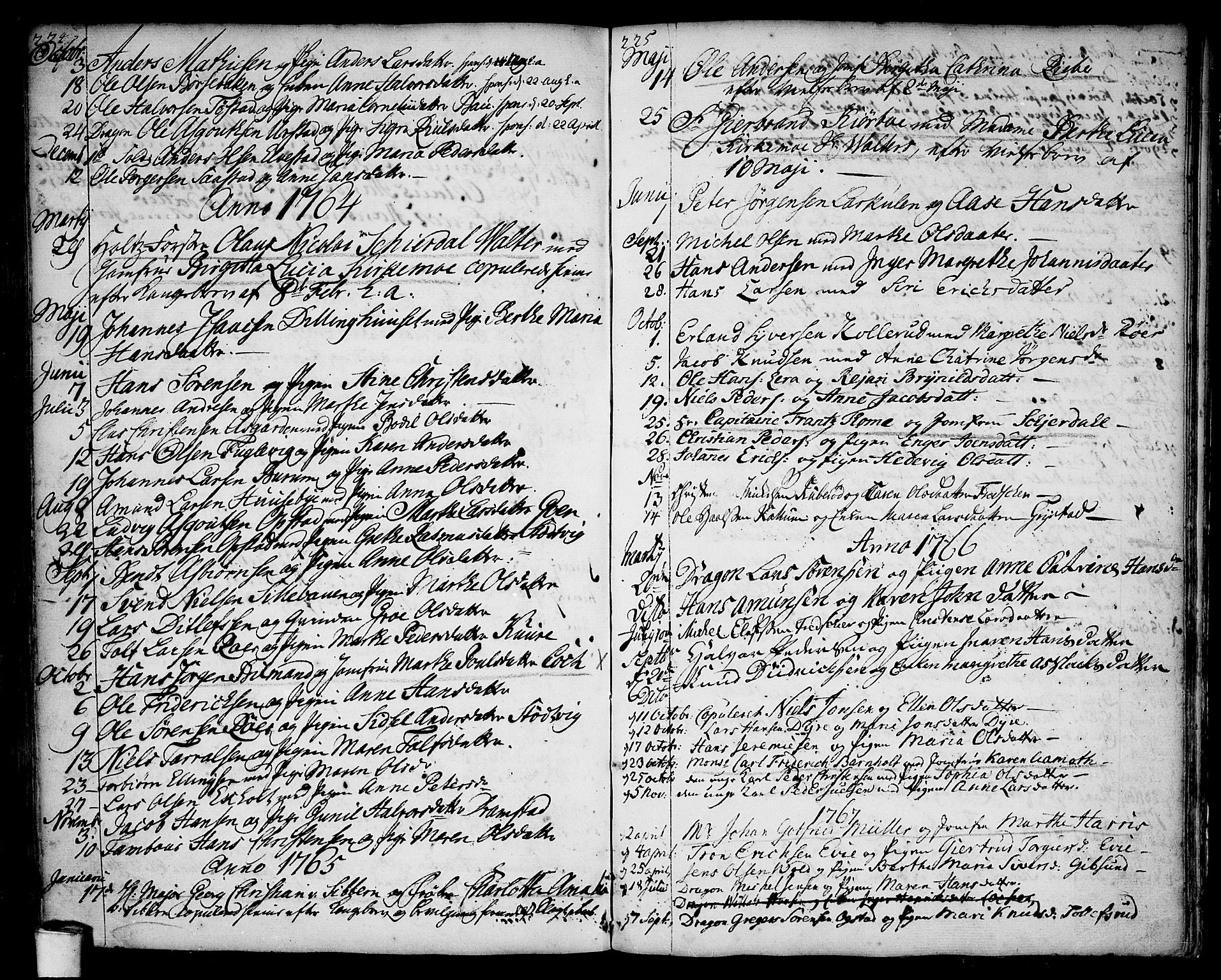 Rygge prestekontor Kirkebøker, AV/SAO-A-10084b/F/Fa/L0001: Ministerialbok nr. 1, 1725-1771, s. 224-225