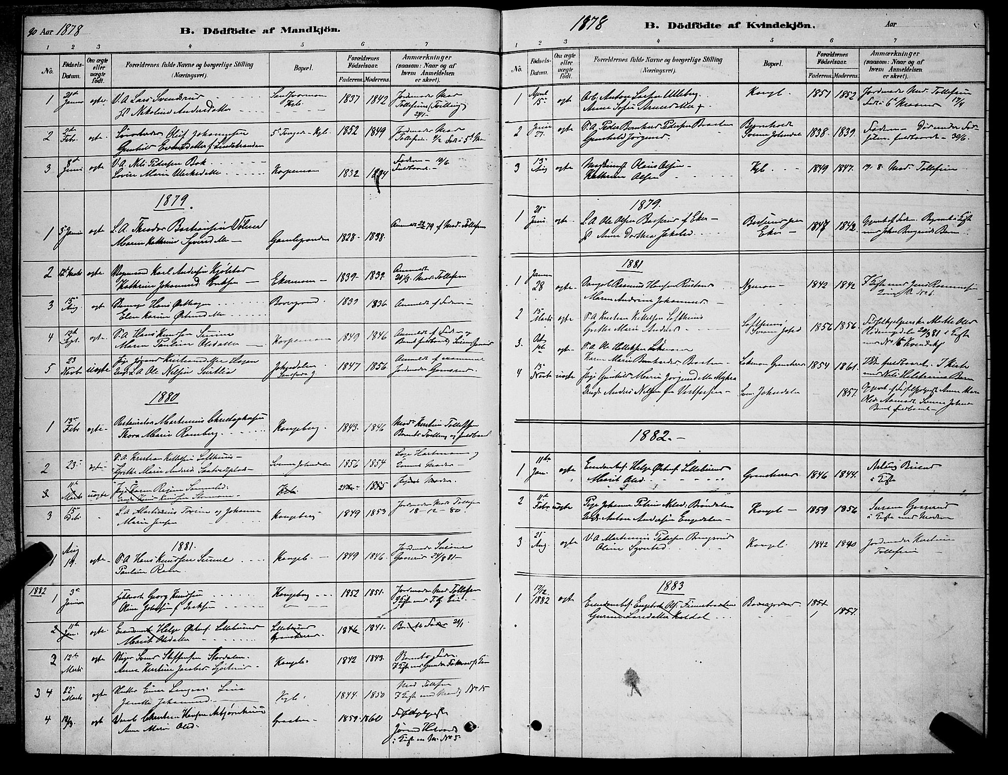 Kongsberg kirkebøker, AV/SAKO-A-22/G/Ga/L0005: Klokkerbok nr. 5, 1878-1889, s. 90