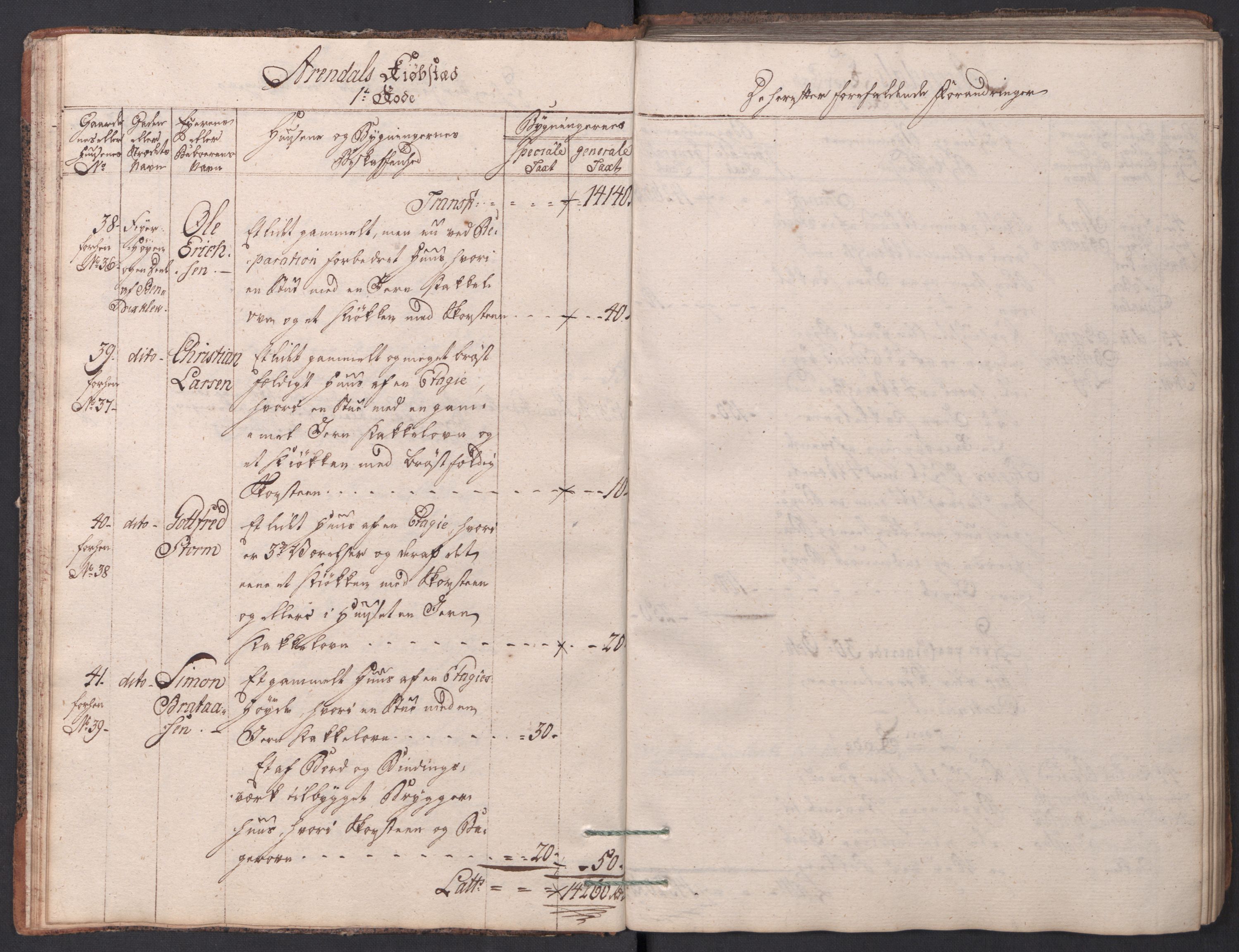 Kommersekollegiet, Brannforsikringskontoret 1767-1814, AV/RA-EA-5458/F/Fa/L0001/0001: Arendal / Branntakstprotokoll, 1777-1786