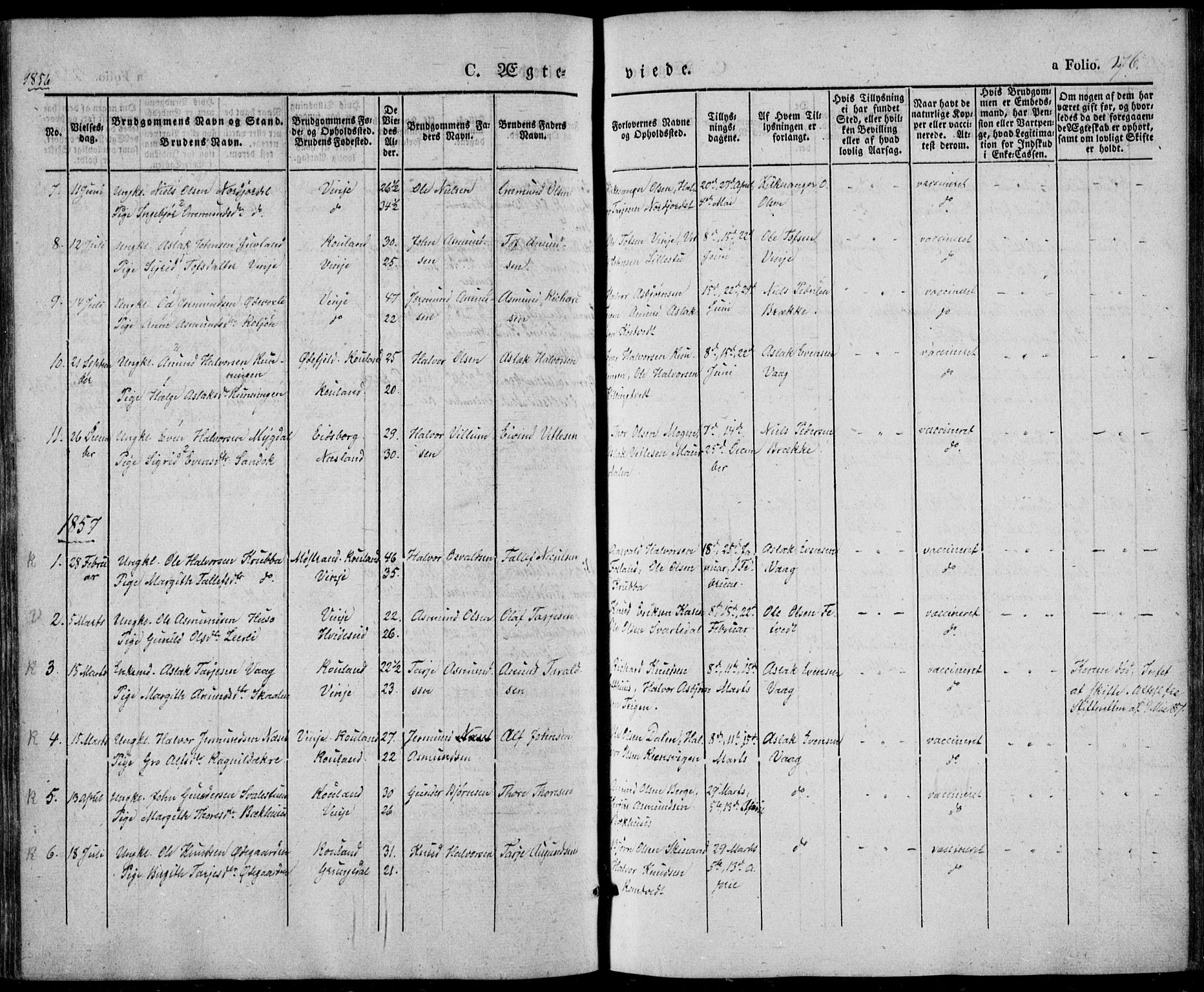 Vinje kirkebøker, AV/SAKO-A-312/F/Fa/L0004: Ministerialbok nr. I 4, 1843-1869, s. 276