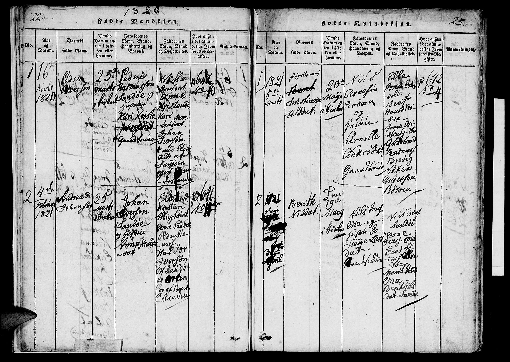 Ministerialprotokoller, klokkerbøker og fødselsregistre - Møre og Romsdal, AV/SAT-A-1454/561/L0727: Ministerialbok nr. 561A01, 1817-1858, s. 22-23
