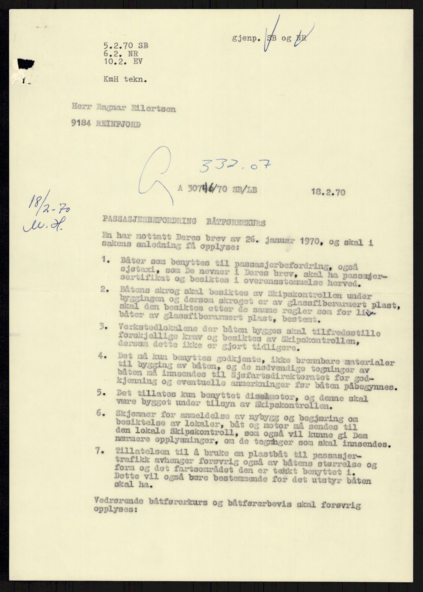Sjøfartsdirektoratet med forløpere, generelt arkiv, AV/RA-S-1407/D/Du/Duc/L0641/0004: Skipskontrollen - Forskrifter    / Utleiebåter (2 mapper), 1977-1989, s. 169