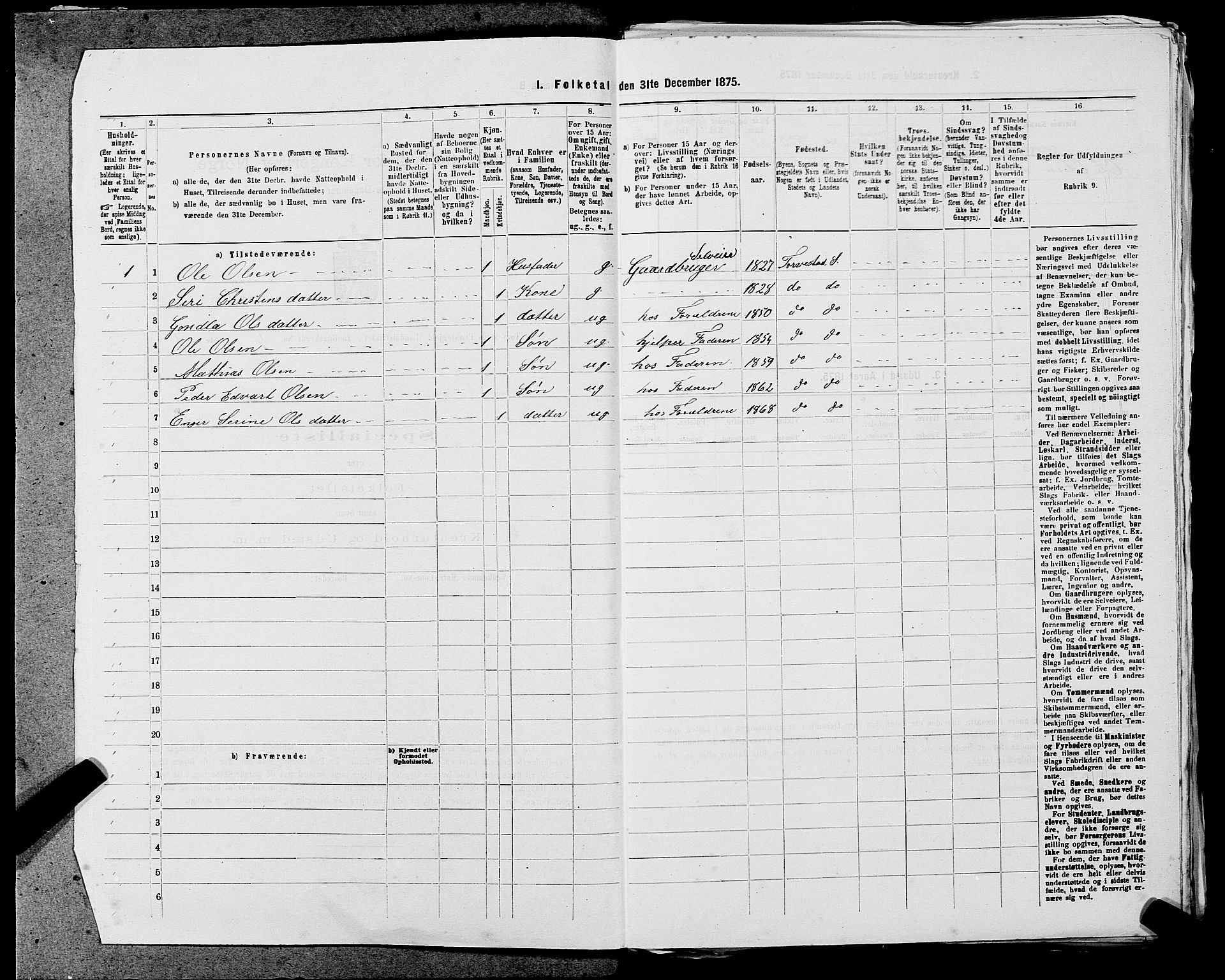 SAST, Folketelling 1875 for 1152L Torvastad prestegjeld, Torvastad sokn, Skåre sokn og Utsira sokn, 1875, s. 536