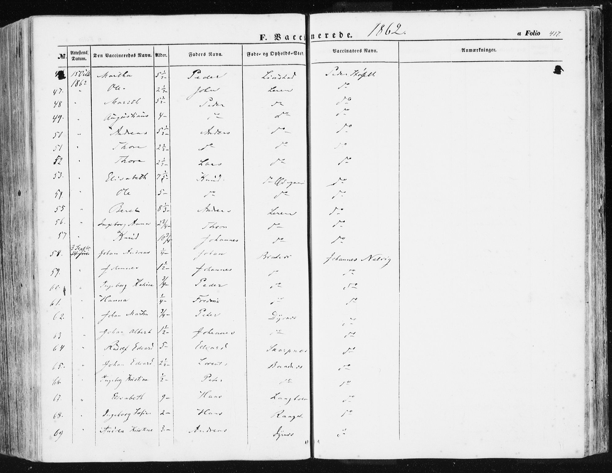 Ministerialprotokoller, klokkerbøker og fødselsregistre - Møre og Romsdal, AV/SAT-A-1454/581/L0937: Ministerialbok nr. 581A05, 1853-1872, s. 417