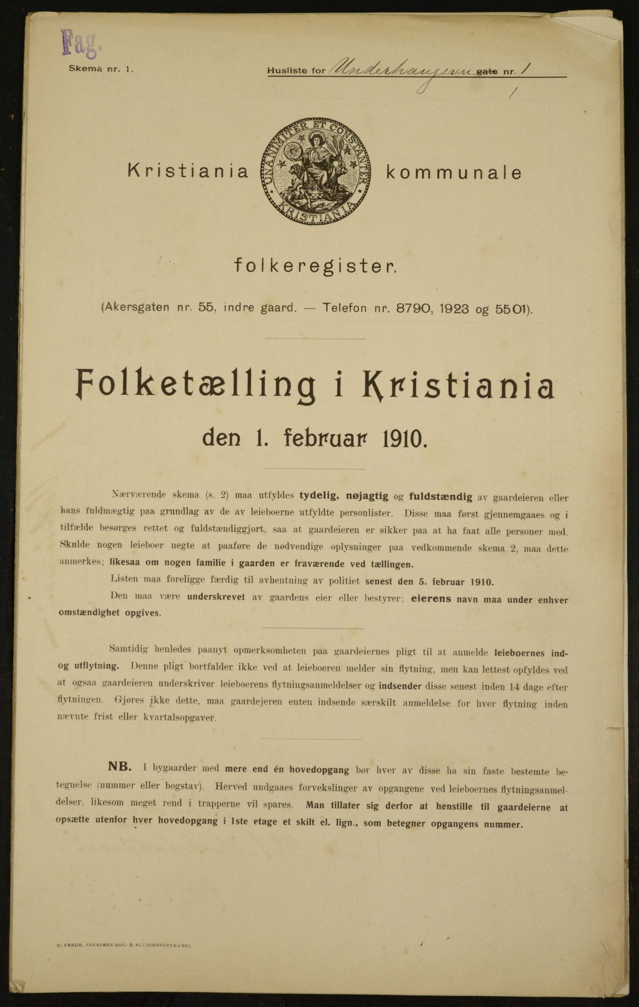 OBA, Kommunal folketelling 1.2.1910 for Kristiania, 1910, s. 113495