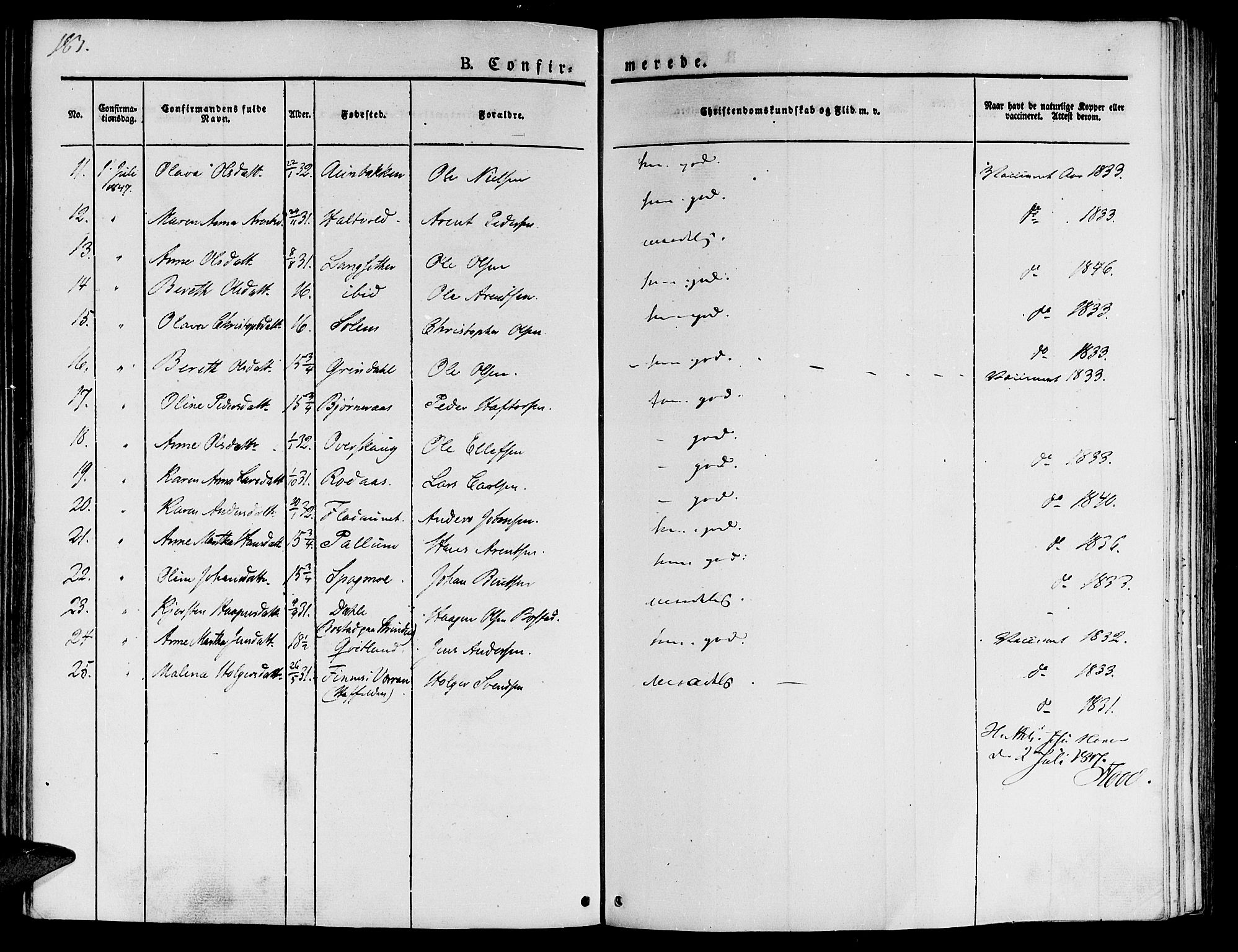 Ministerialprotokoller, klokkerbøker og fødselsregistre - Sør-Trøndelag, AV/SAT-A-1456/646/L0610: Ministerialbok nr. 646A08, 1837-1847, s. 184