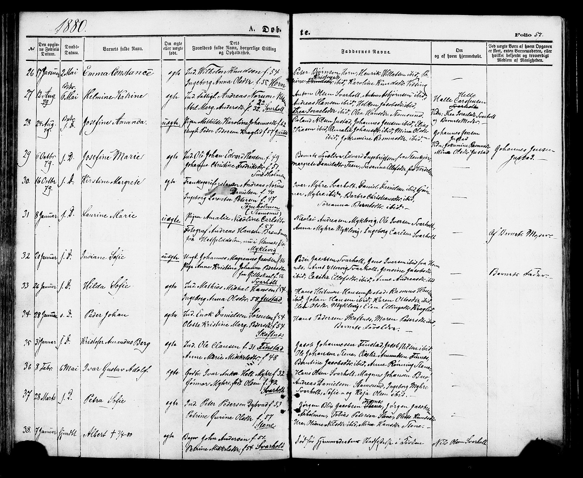 Ministerialprotokoller, klokkerbøker og fødselsregistre - Nordland, AV/SAT-A-1459/881/L1166: Klokkerbok nr. 881C03, 1876-1885, s. 57