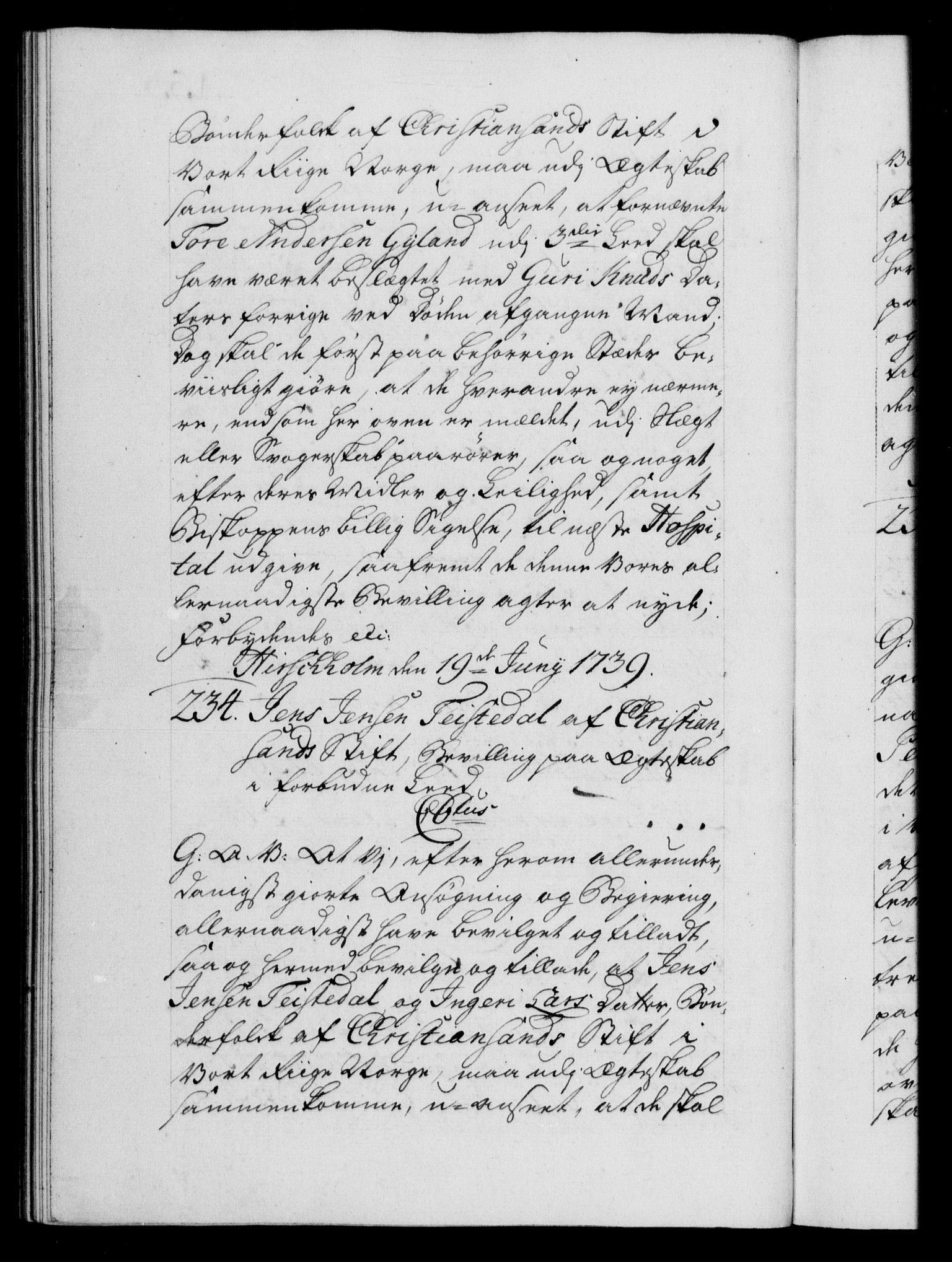 Danske Kanselli 1572-1799, RA/EA-3023/F/Fc/Fca/Fcaa/L0031: Norske registre, 1739-1740, s. 153b