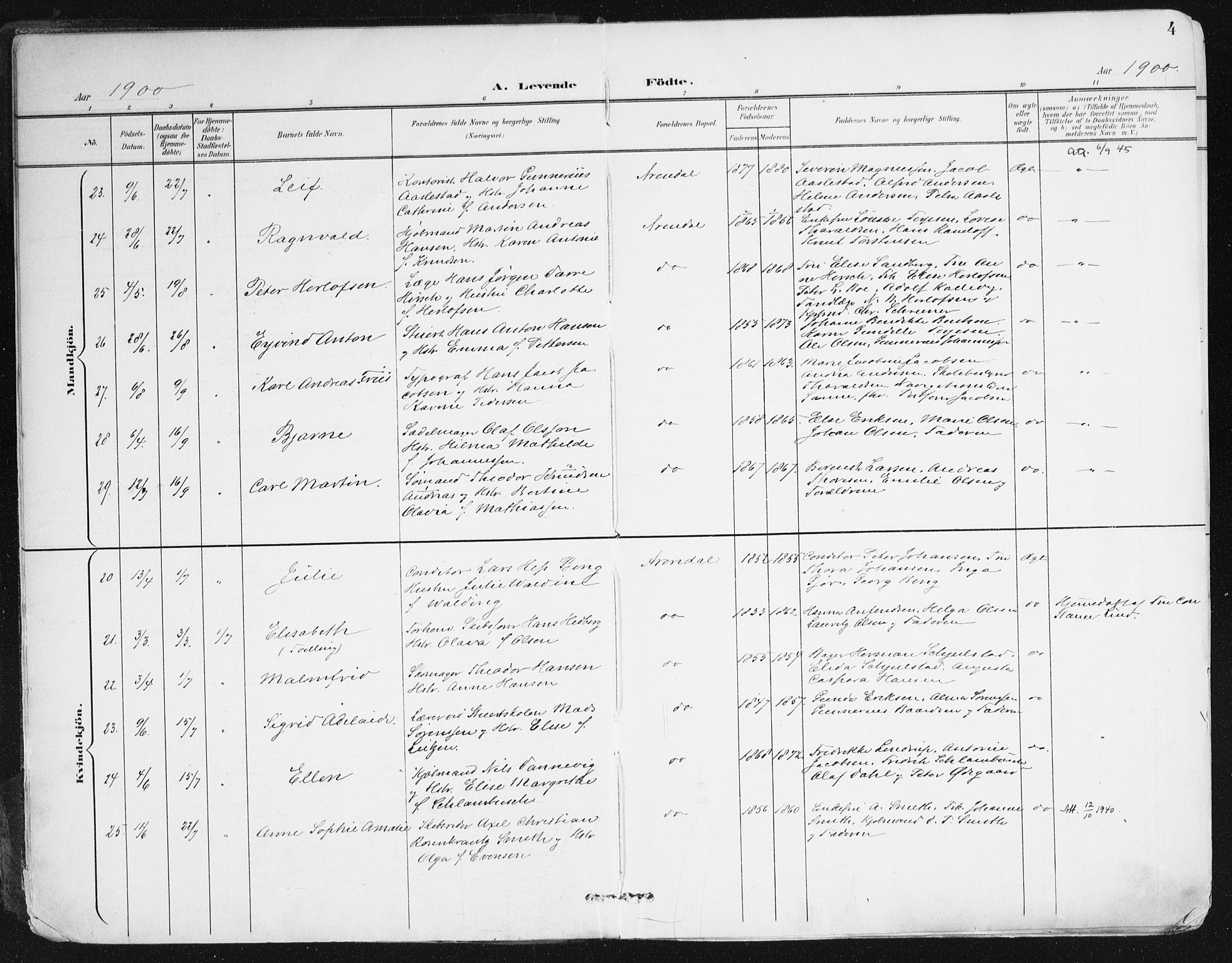Arendal sokneprestkontor, Trefoldighet, SAK/1111-0040/F/Fa/L0010: Ministerialbok nr. A 10, 1900-1919, s. 4