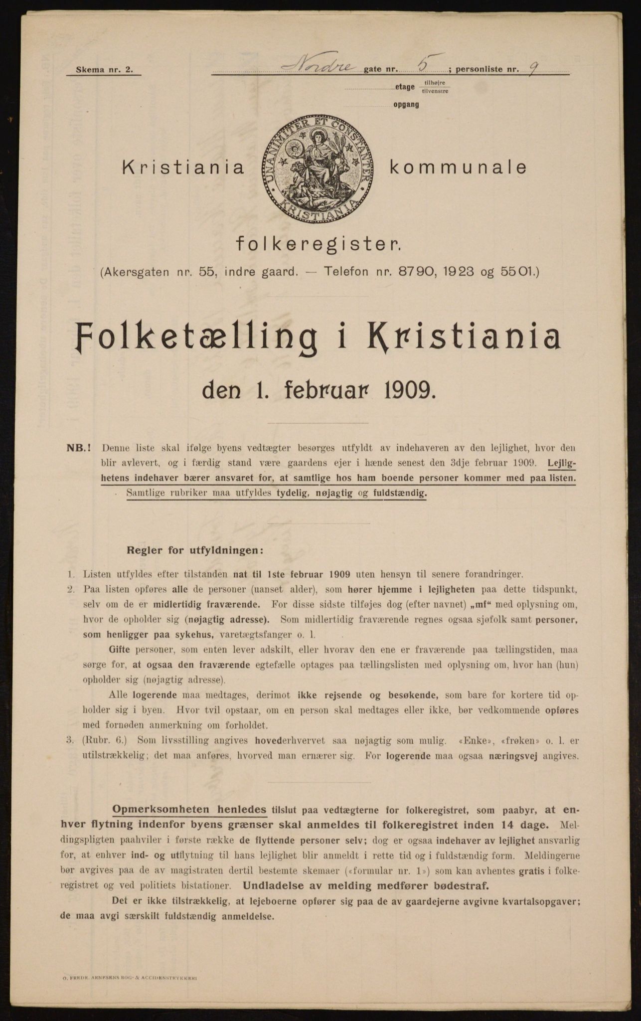 OBA, Kommunal folketelling 1.2.1909 for Kristiania kjøpstad, 1909, s. 66613