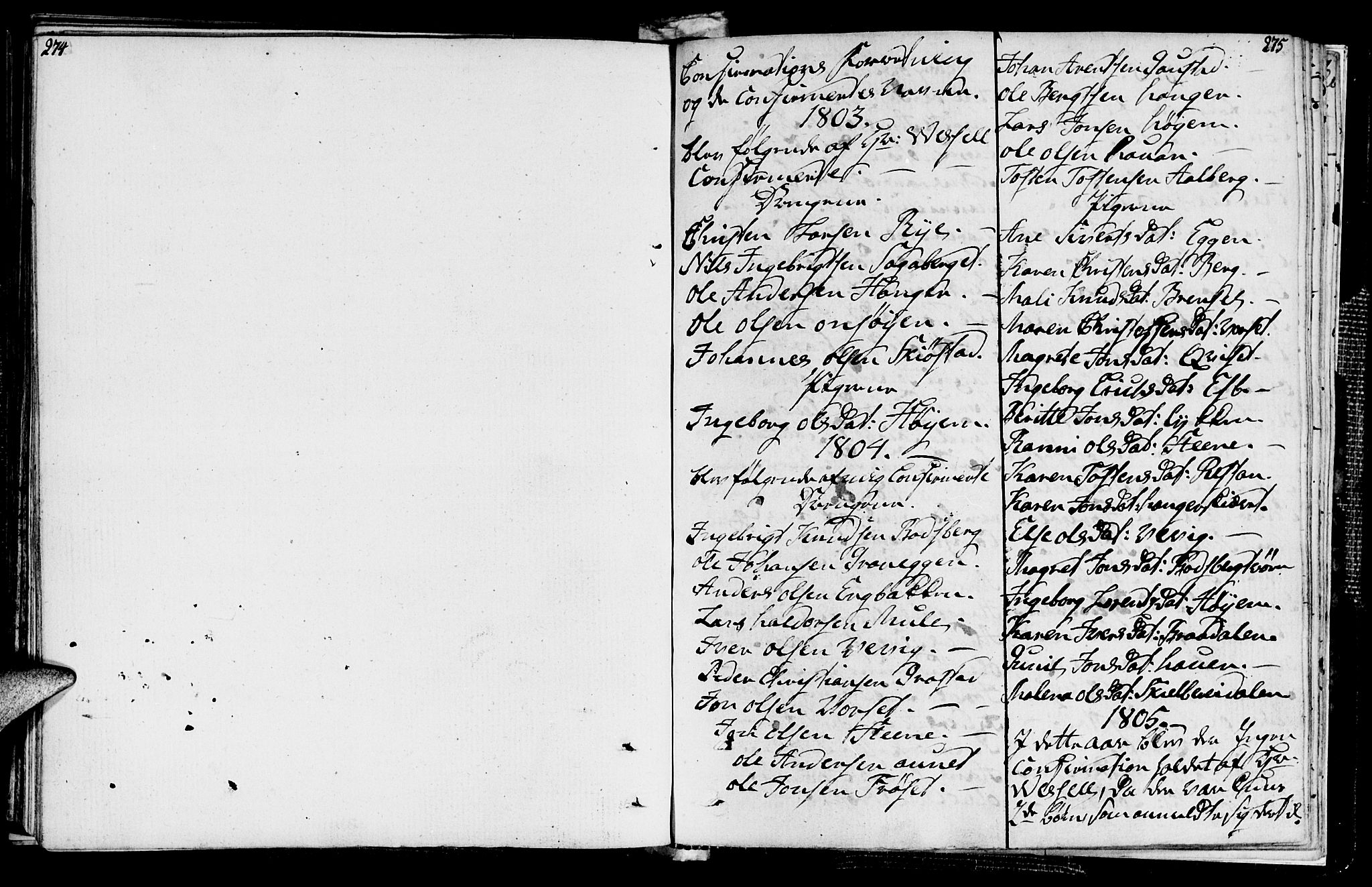 Ministerialprotokoller, klokkerbøker og fødselsregistre - Sør-Trøndelag, AV/SAT-A-1456/612/L0371: Ministerialbok nr. 612A05, 1803-1816, s. 274-275