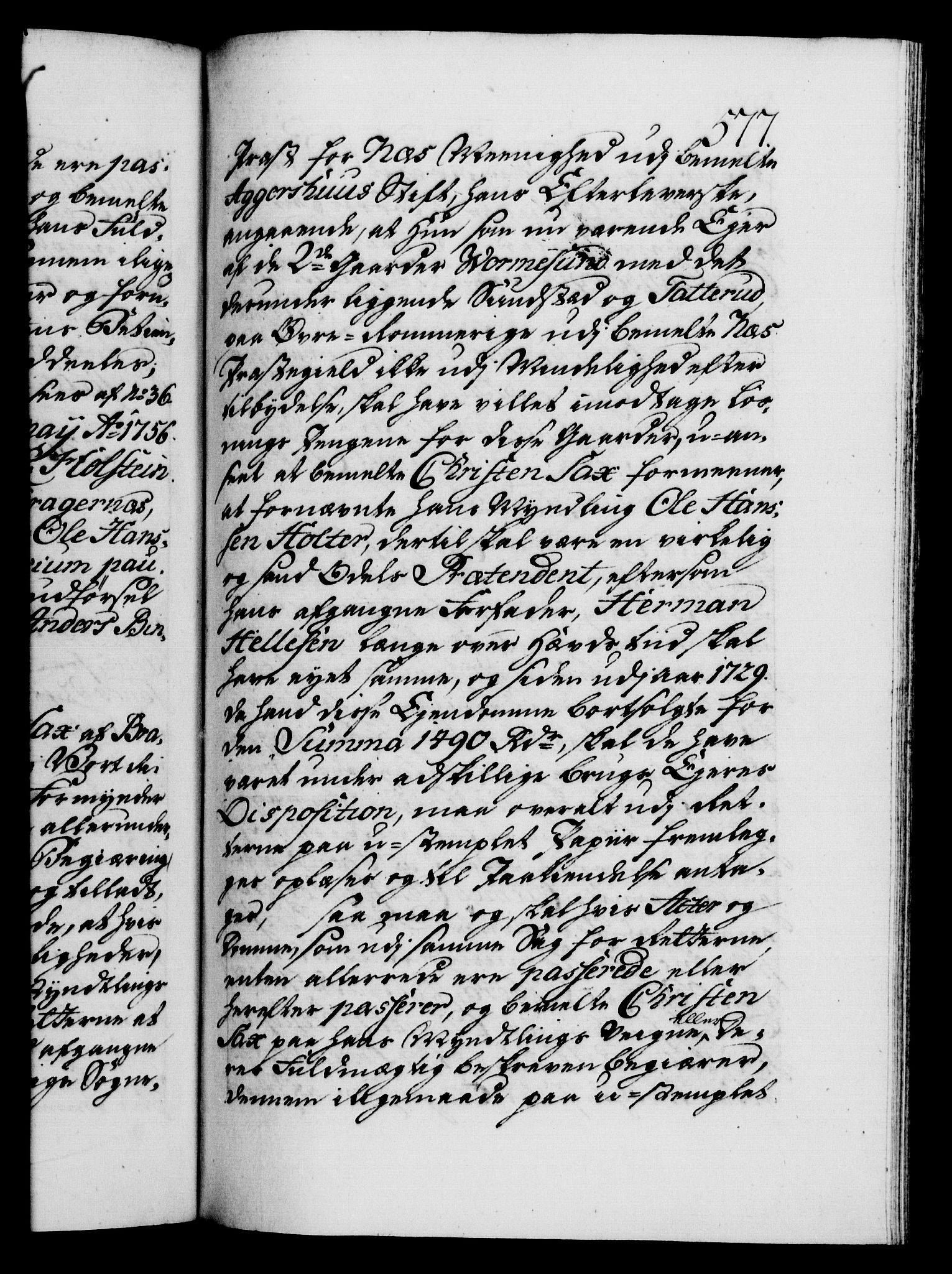 Danske Kanselli 1572-1799, AV/RA-EA-3023/F/Fc/Fca/Fcaa/L0039: Norske registre, 1755-1756, s. 577a