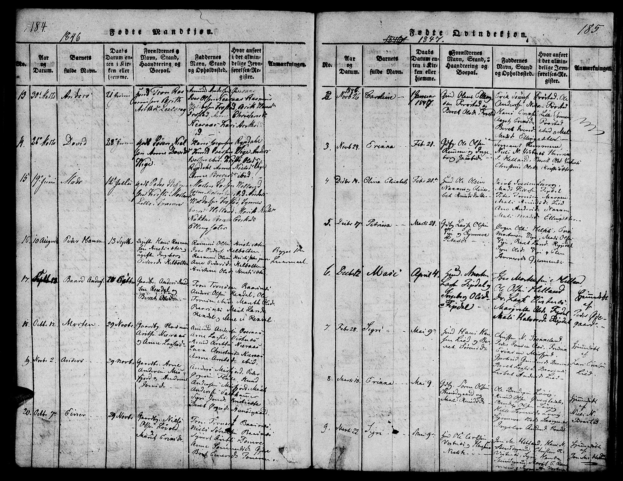 Ministerialprotokoller, klokkerbøker og fødselsregistre - Møre og Romsdal, SAT/A-1454/539/L0528: Ministerialbok nr. 539A01, 1818-1847, s. 184-185