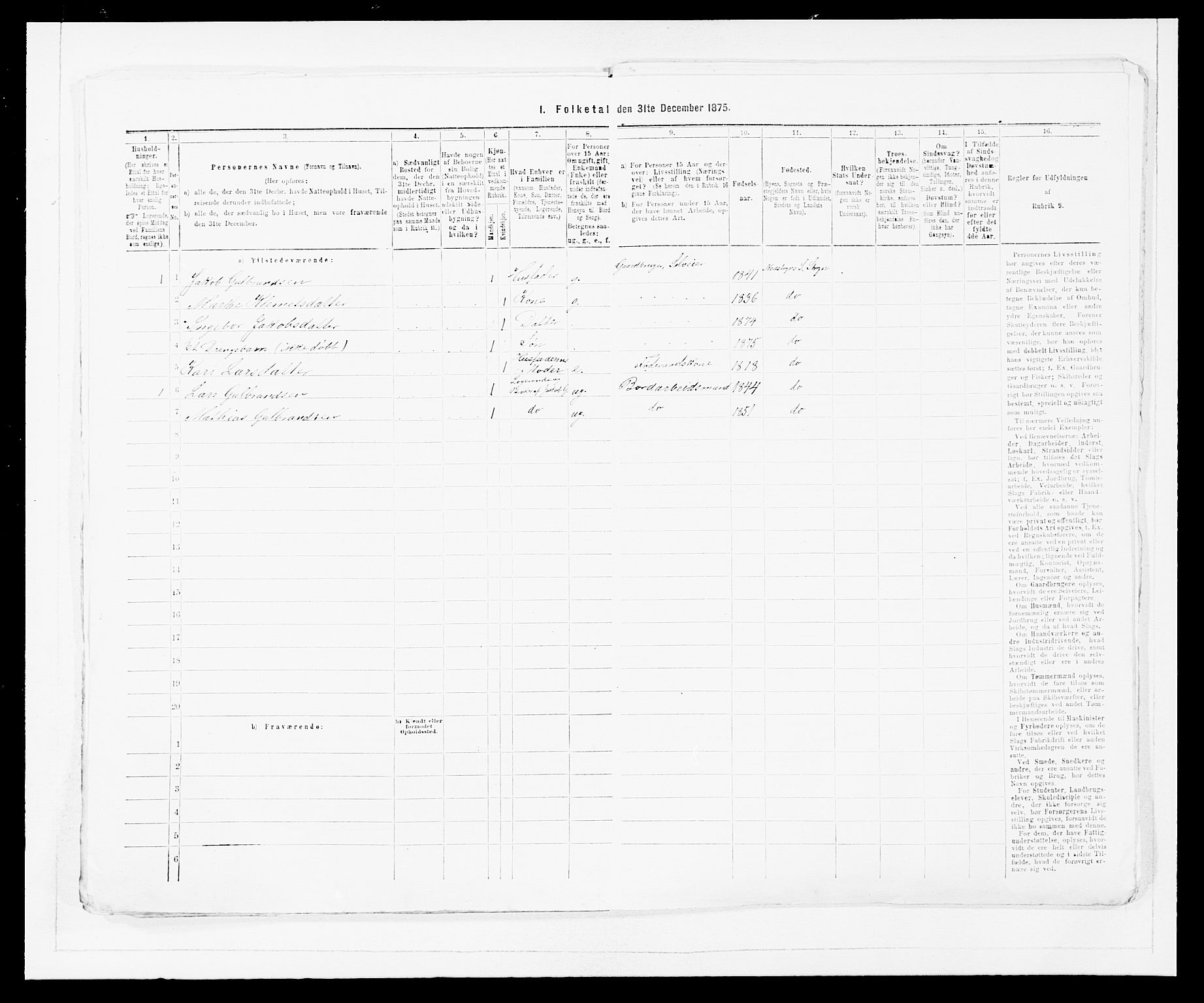 SAB, Folketelling 1875 for 1448P Stryn prestegjeld, 1875, s. 43