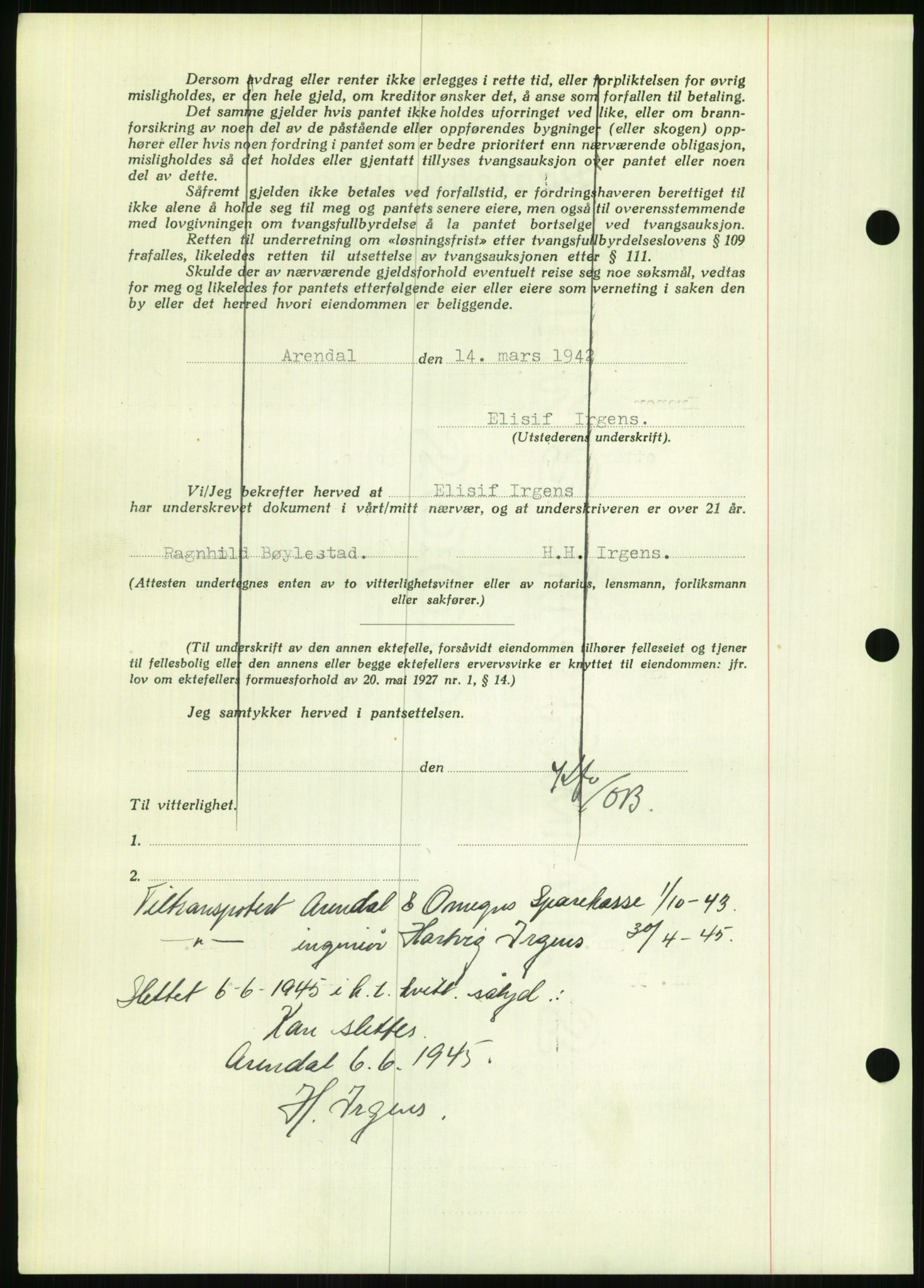 Nedenes sorenskriveri, AV/SAK-1221-0006/G/Gb/Gbb/L0002: Pantebok nr. II, 1942-1945, Dagboknr: 484/1942