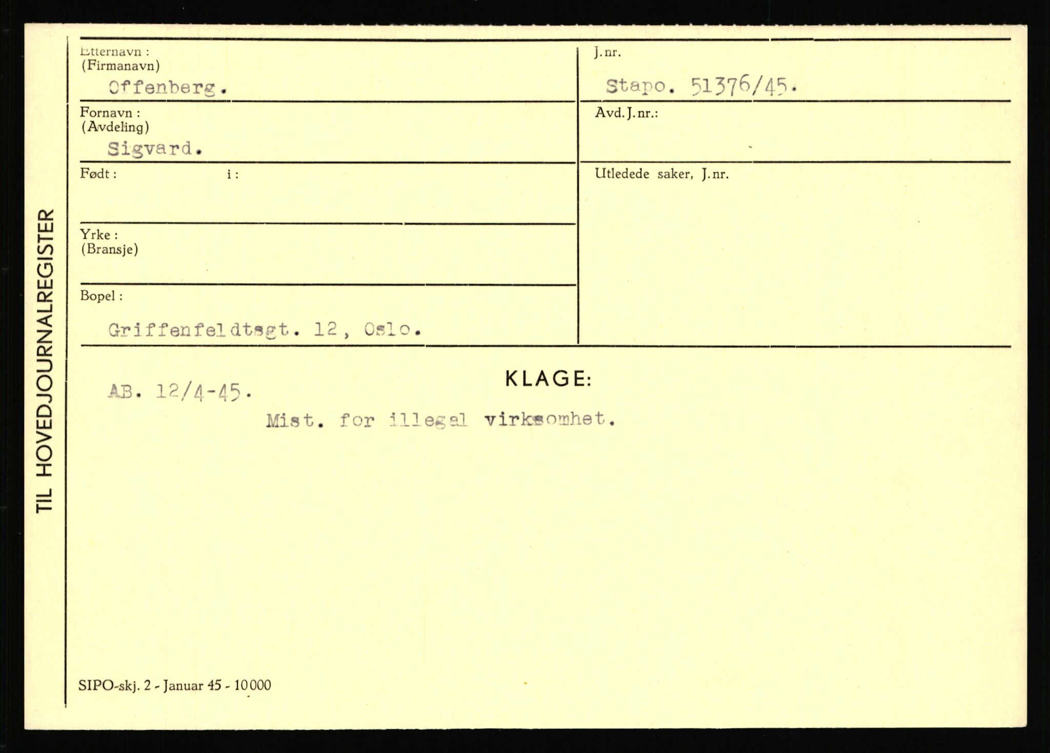 Statspolitiet - Hovedkontoret / Osloavdelingen, AV/RA-S-1329/C/Ca/L0012: Oanæs - Quistgaard	, 1943-1945, s. 80