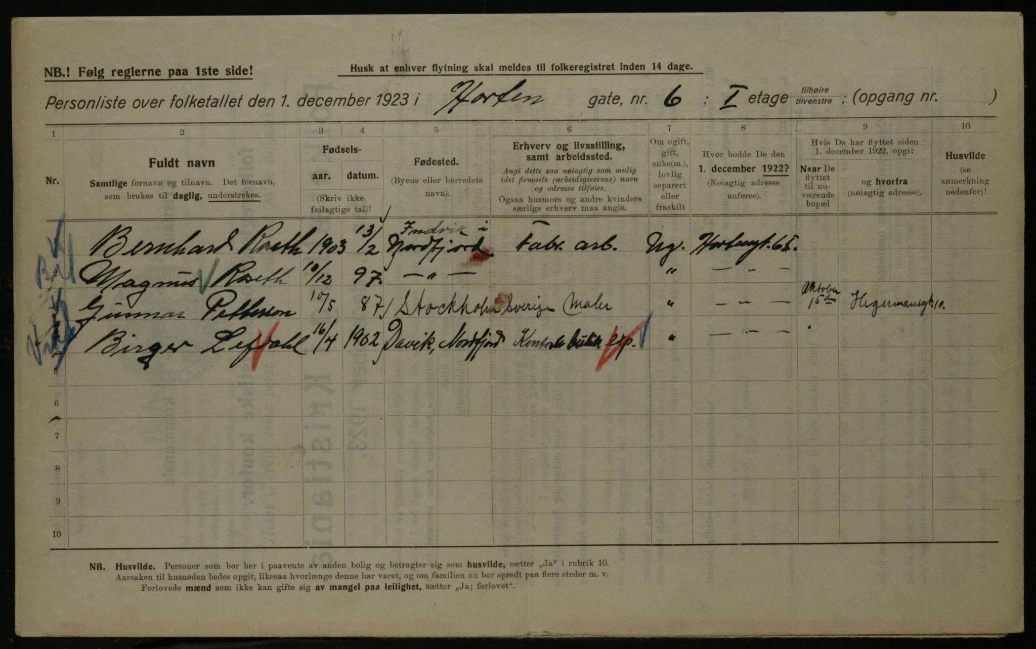 OBA, Kommunal folketelling 1.12.1923 for Kristiania, 1923, s. 46287