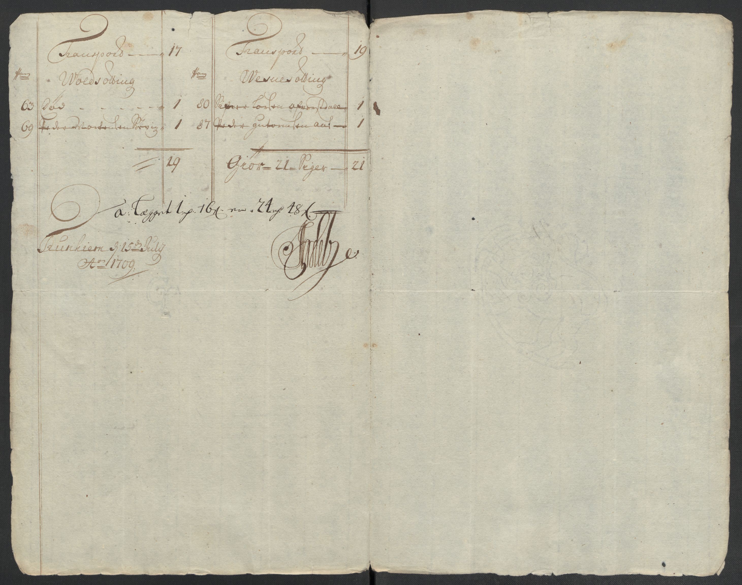 Rentekammeret inntil 1814, Reviderte regnskaper, Fogderegnskap, RA/EA-4092/R55/L3659: Fogderegnskap Romsdal, 1709-1710, s. 155