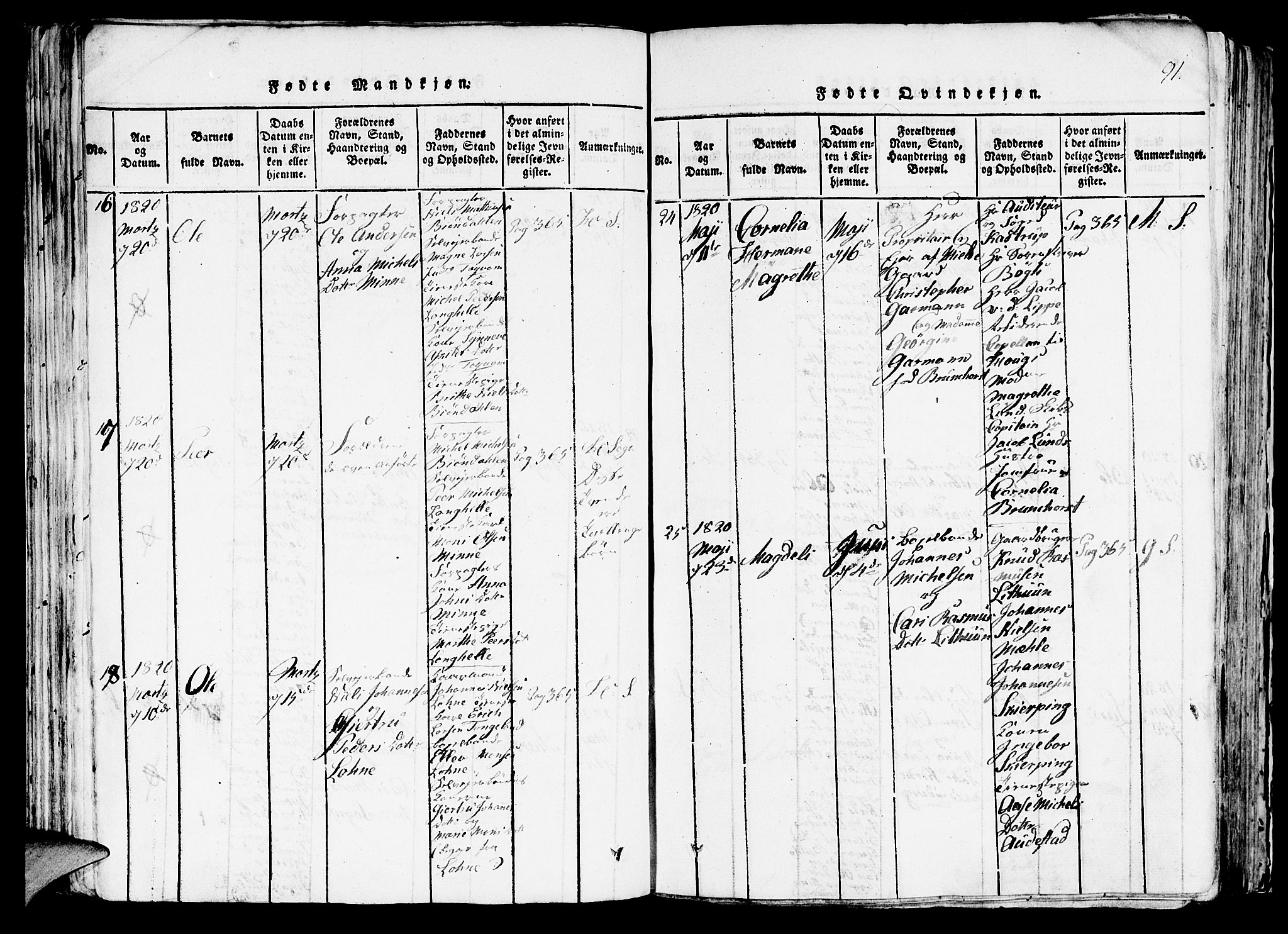 Haus sokneprestembete, SAB/A-75601/H/Haa: Ministerialbok nr. A 12, 1816-1821, s. 91