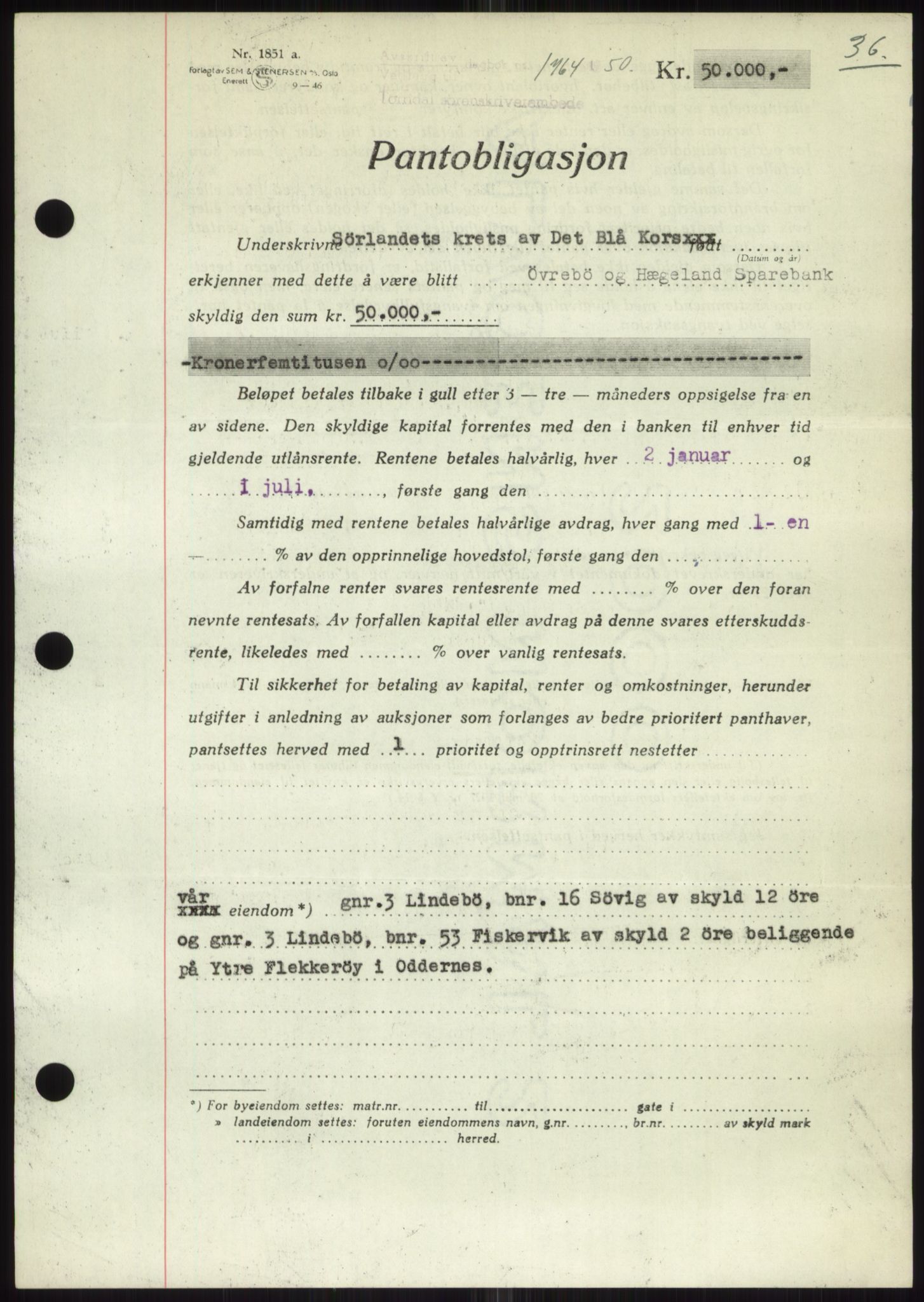 Torridal sorenskriveri, SAK/1221-0012/G/Gb/Gbb/L0020: Pantebok nr. 63B, 1950-1950, Dagboknr: 1764/1950