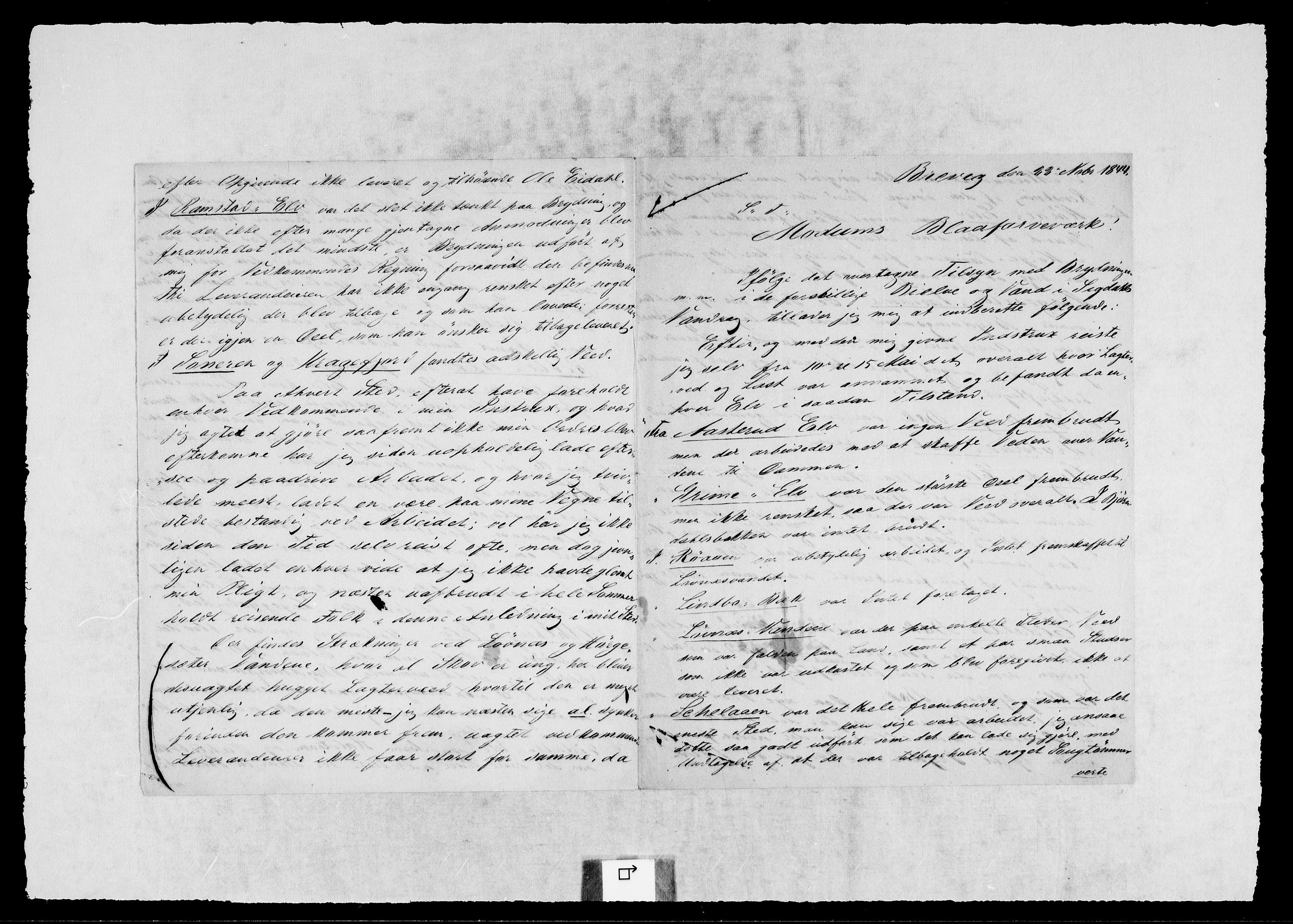 Modums Blaafarveværk, RA/PA-0157/G/Gb/L0129/0001: -- / Innkomne brev A - Z, 1844-1845, s. 4