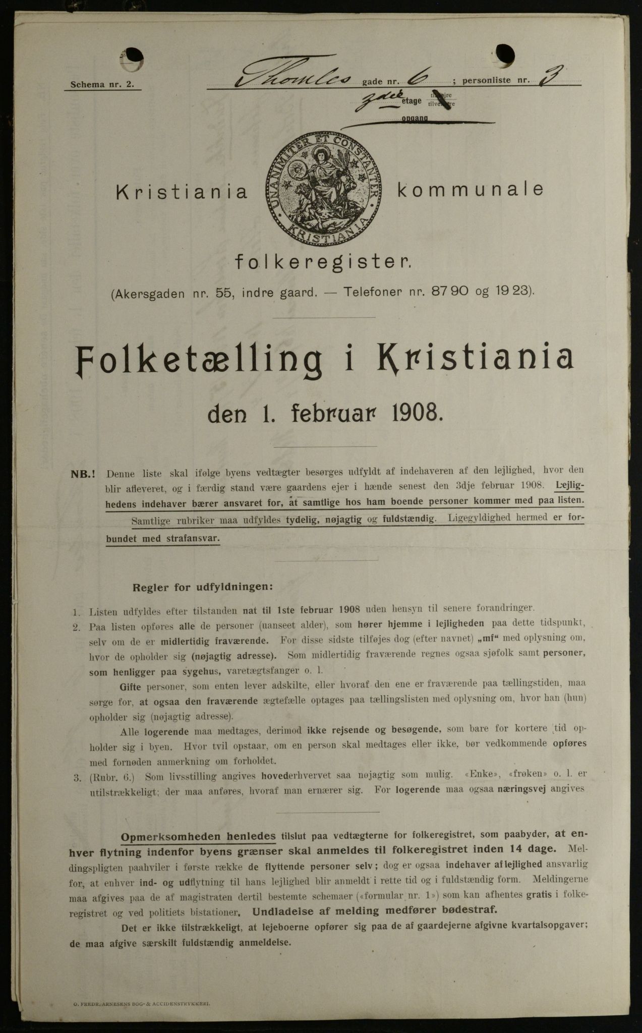 OBA, Kommunal folketelling 1.2.1908 for Kristiania kjøpstad, 1908, s. 98215