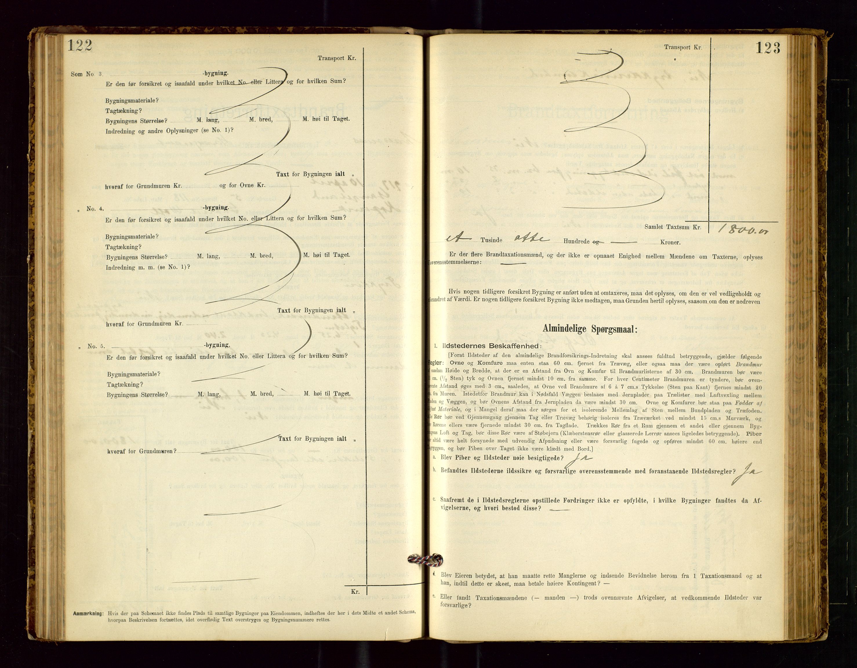 Avaldsnes lensmannskontor, AV/SAST-A-100286/Gob/L0001: "Brandtaxationsprotokol for Avaldsnes Lensmandsdistrikt Ryfylke Fogderi", 1894-1925, s. 122-123