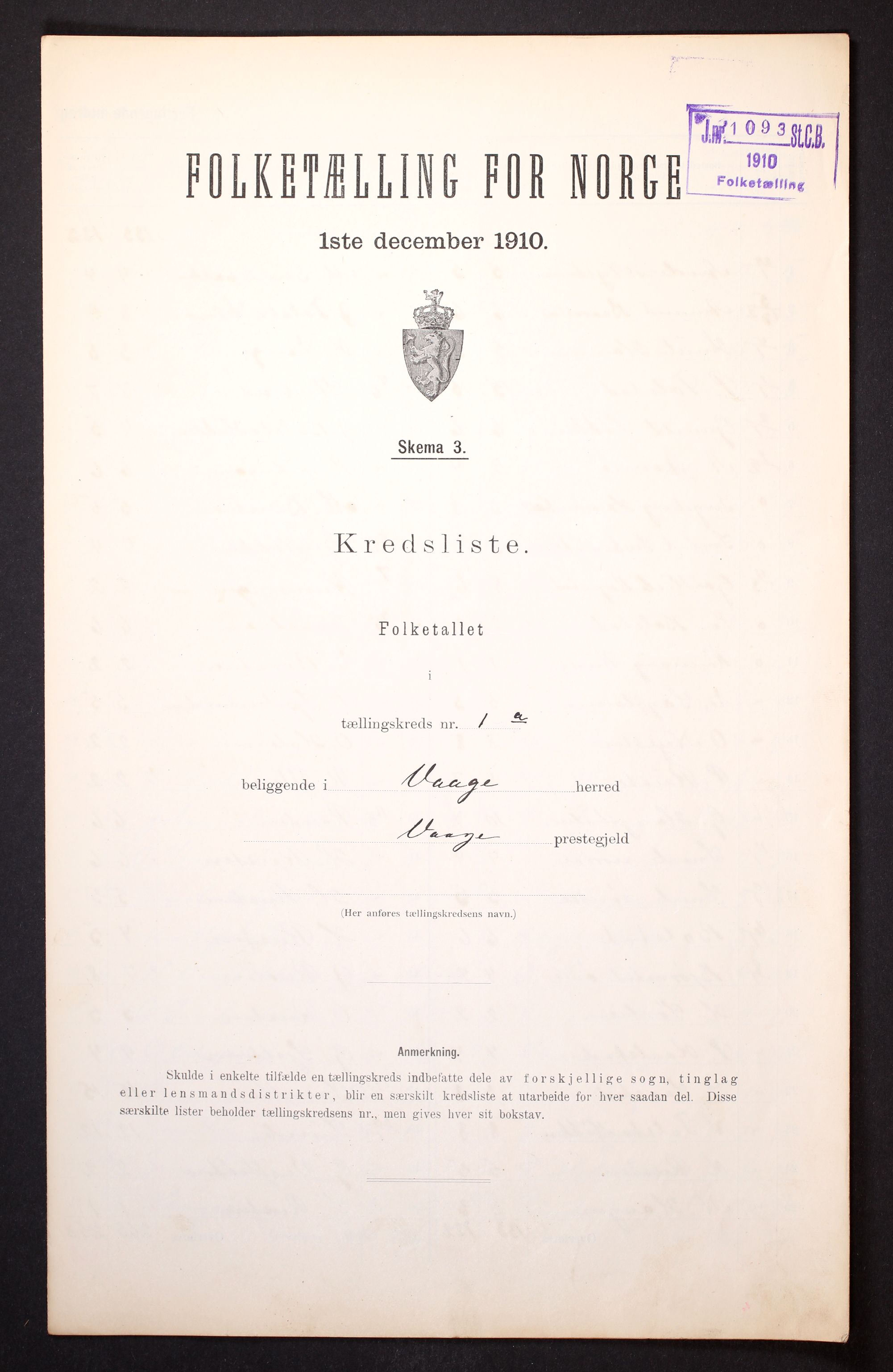 RA, Folketelling 1910 for 0515 Vågå herred, 1910, s. 4