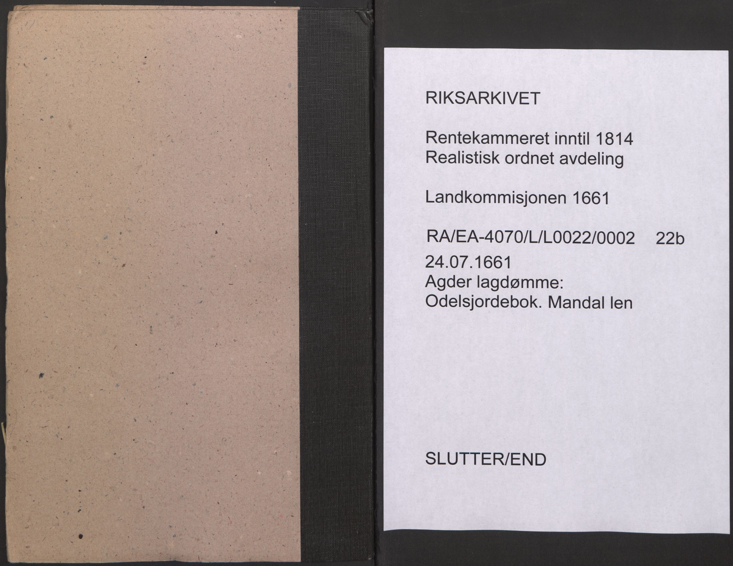 Rentekammeret inntil 1814, Realistisk ordnet avdeling, AV/RA-EA-4070/L/L0022/0002: Agder lagdømme: / Odelsjordebok. Mandal len, 1661