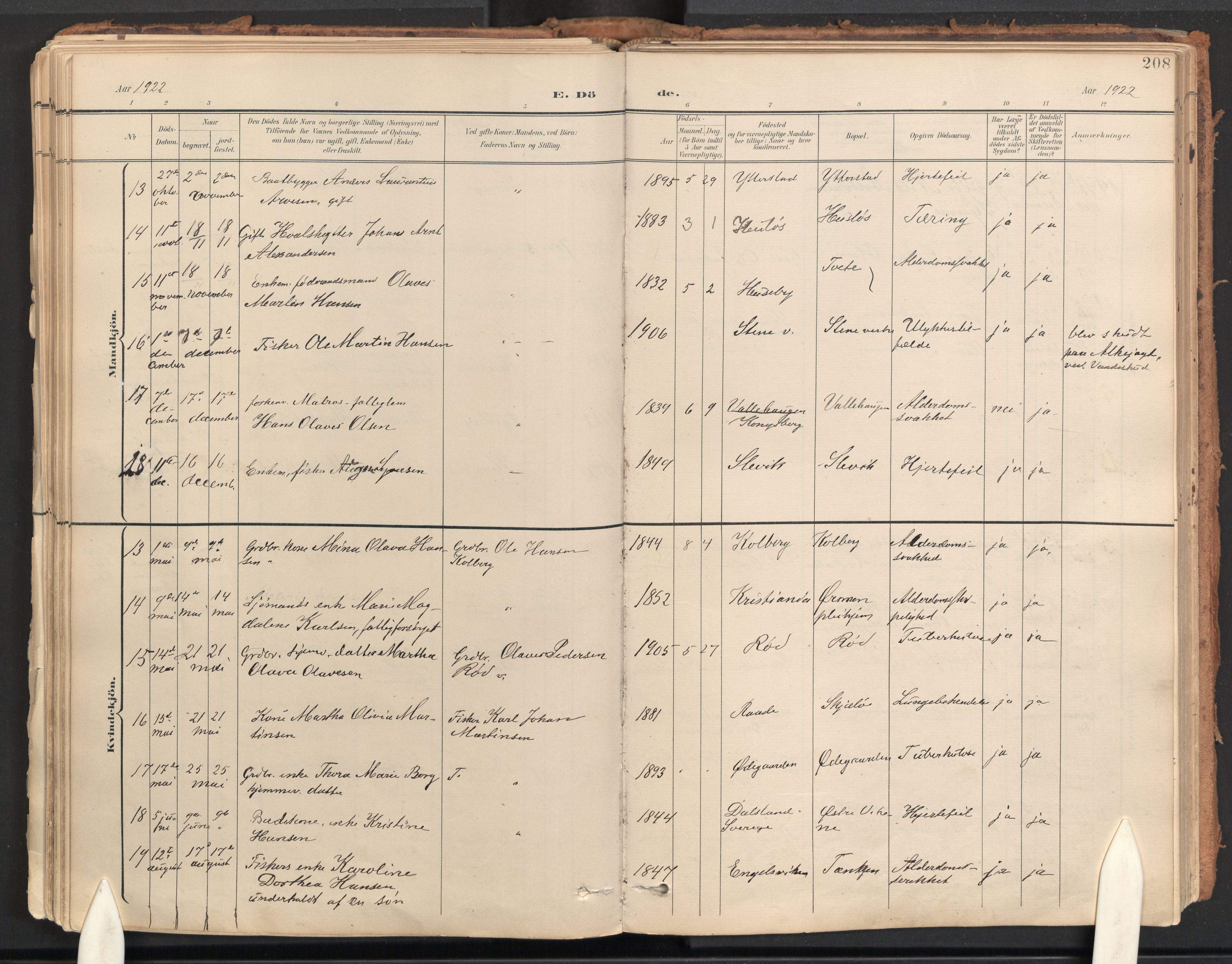 Onsøy prestekontor Kirkebøker, AV/SAO-A-10914/F/Fa/L0009: Ministerialbok nr. I 9, 1899-1966, s. 208