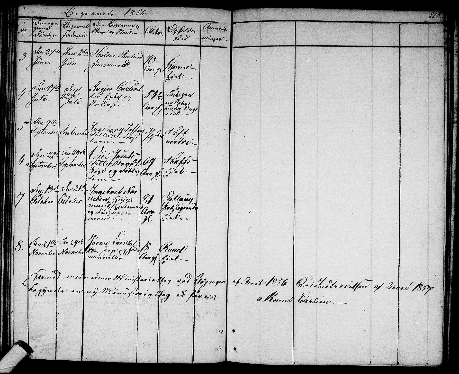 Rollag kirkebøker, SAKO/A-240/G/Ga/L0002: Klokkerbok nr. I 2, 1831-1856, s. 213