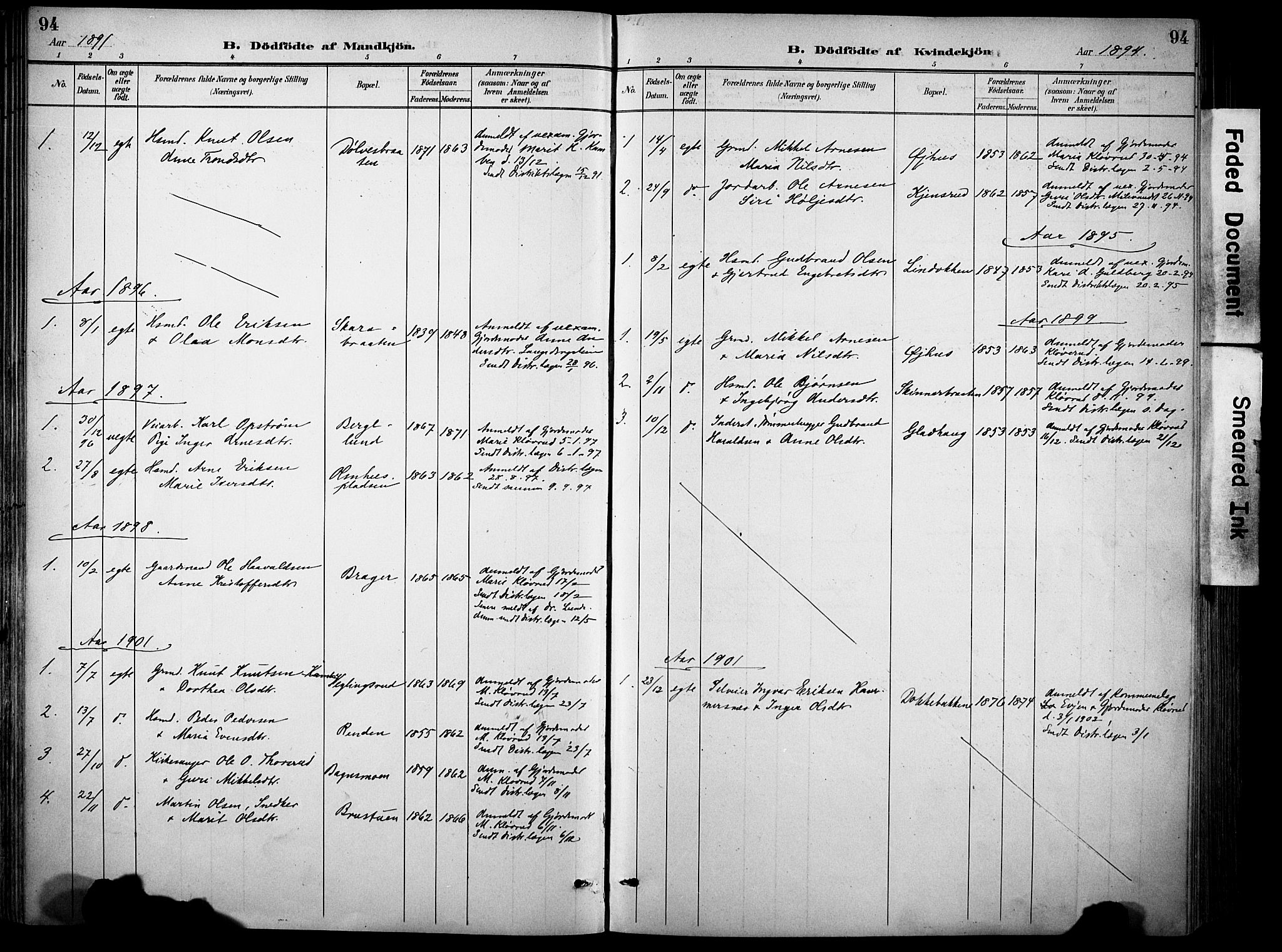 Sør-Aurdal prestekontor, SAH/PREST-128/H/Ha/Haa/L0009: Ministerialbok nr. 9, 1886-1906, s. 94