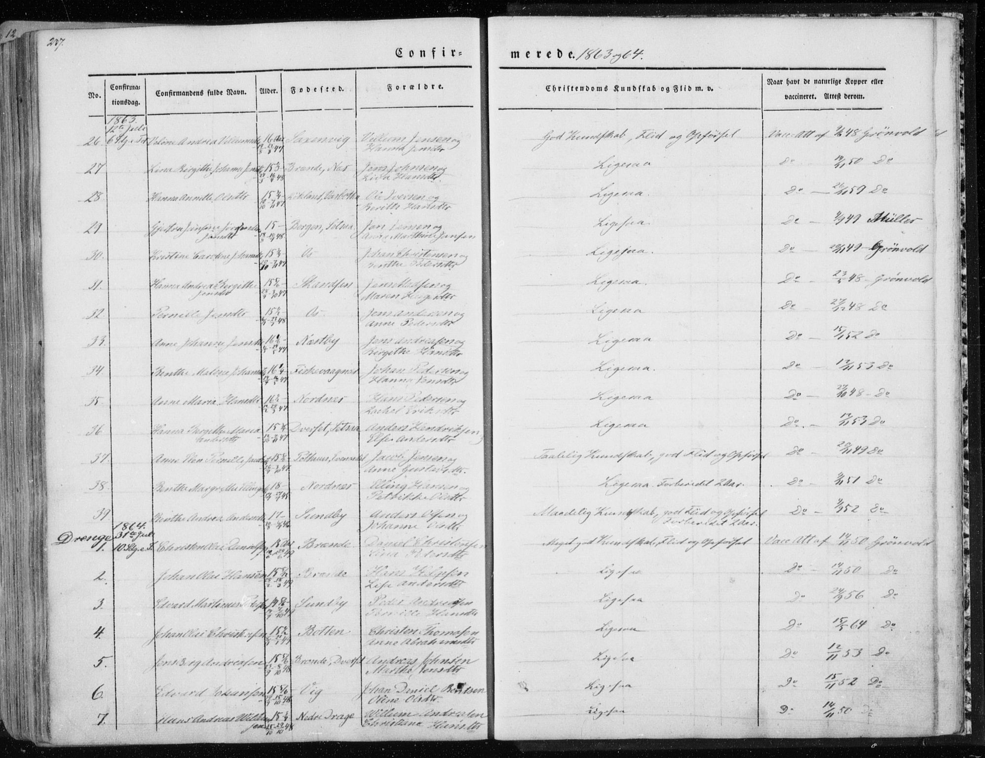 Ministerialprotokoller, klokkerbøker og fødselsregistre - Nordland, AV/SAT-A-1459/847/L0666: Ministerialbok nr. 847A06, 1842-1871, s. 237