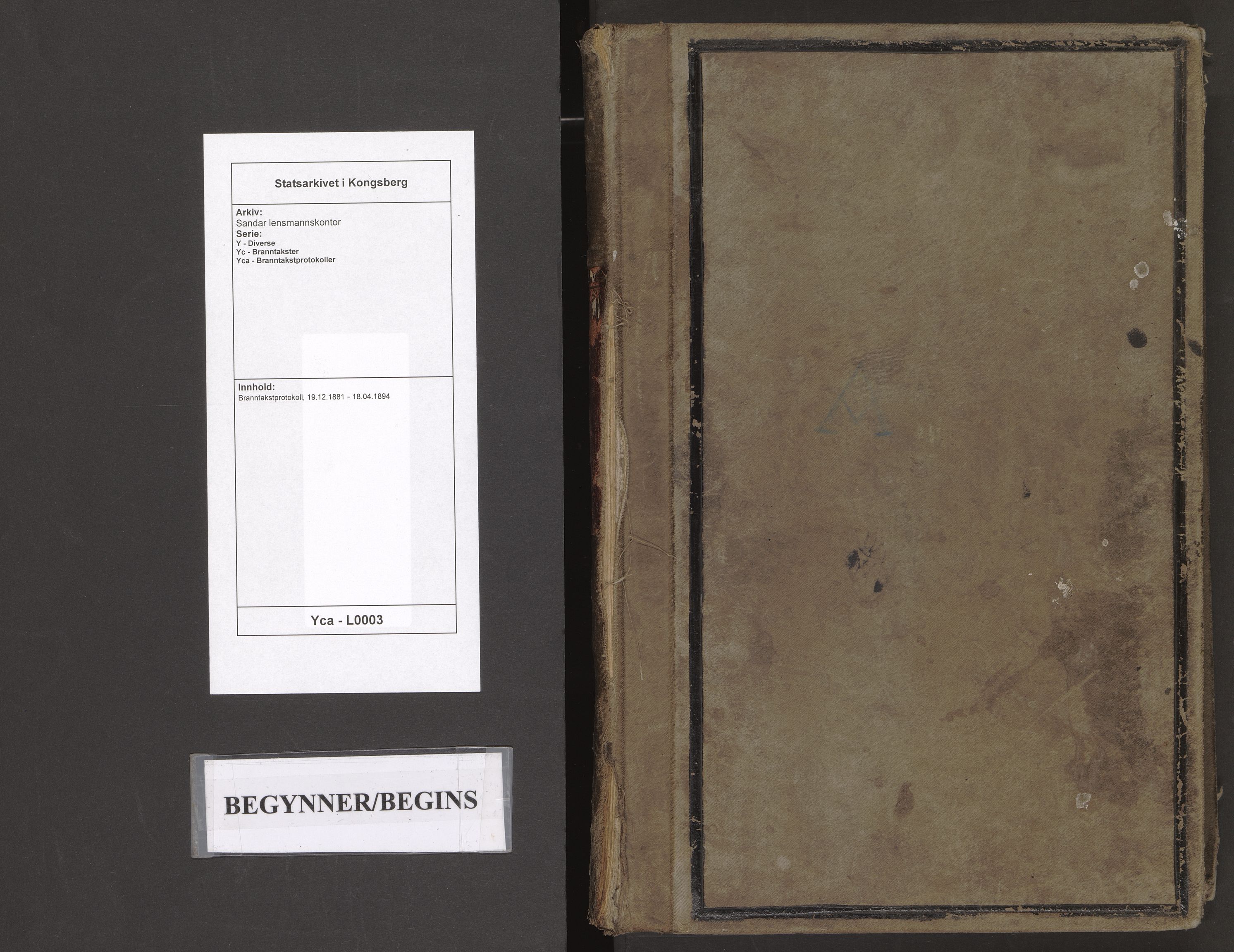 Sandar lensmannskontor, AV/SAKO-A-545/Y/Yc/Yca/L0003: Branntakstprotokoll, 1881-1894