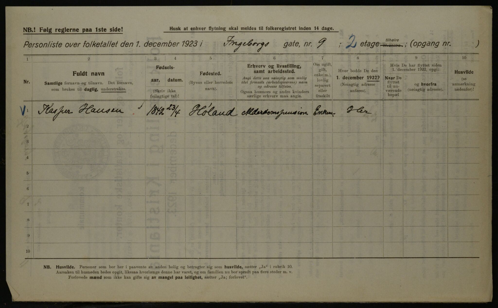 OBA, Kommunal folketelling 1.12.1923 for Kristiania, 1923, s. 48981