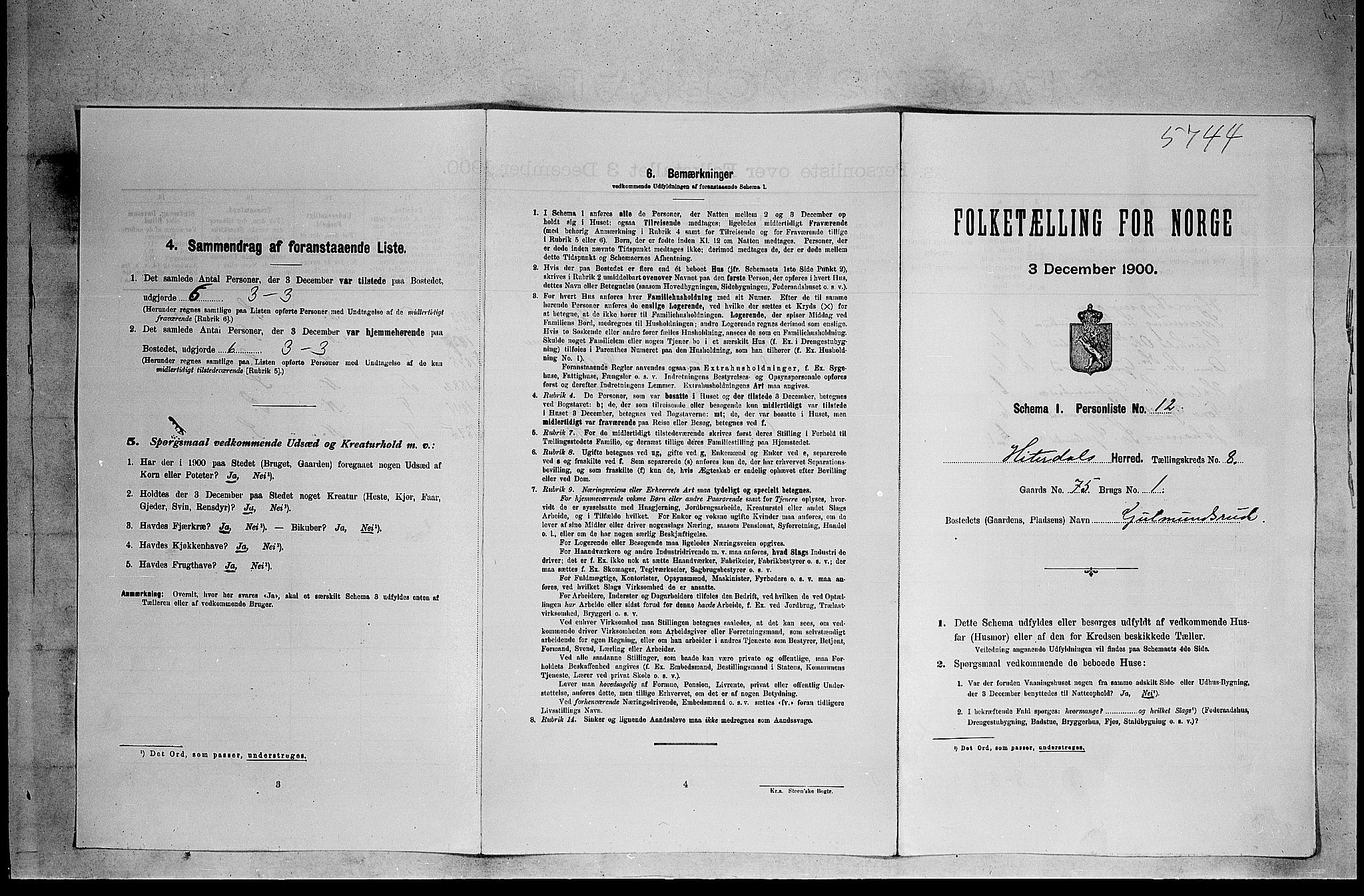 SAKO, Folketelling 1900 for 0823 Heddal herred, 1900, s. 1057