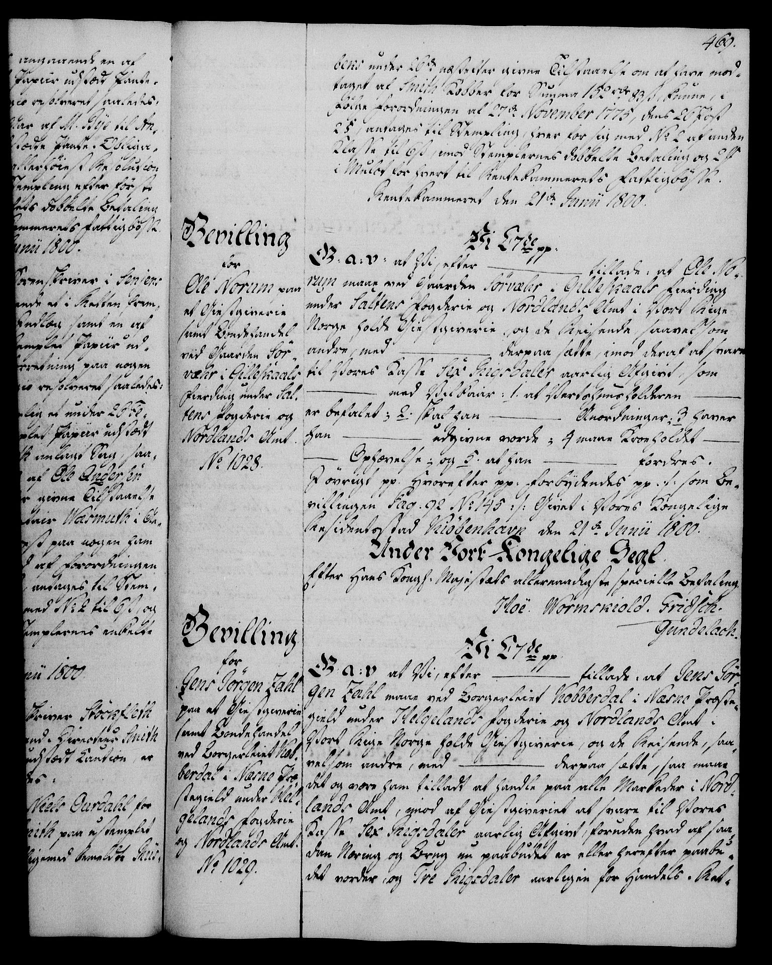 Rentekammeret, Kammerkanselliet, RA/EA-3111/G/Gg/Gga/L0016: Norsk ekspedisjonsprotokoll med register (merket RK 53.16), 1794-1800, s. 469