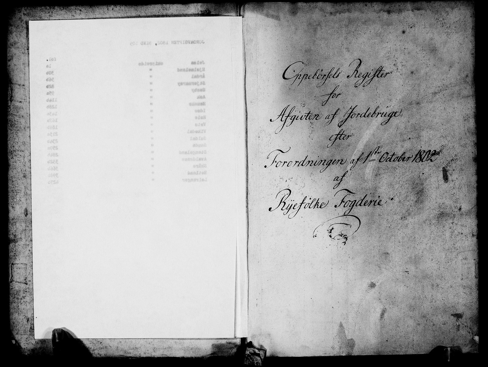 Rentekammeret inntil 1814, Realistisk ordnet avdeling, RA/EA-4070/N/Ne/Nea/L0105: Ryfylke fogderi. Oppebørselsregister, 1803-1804, s. 2