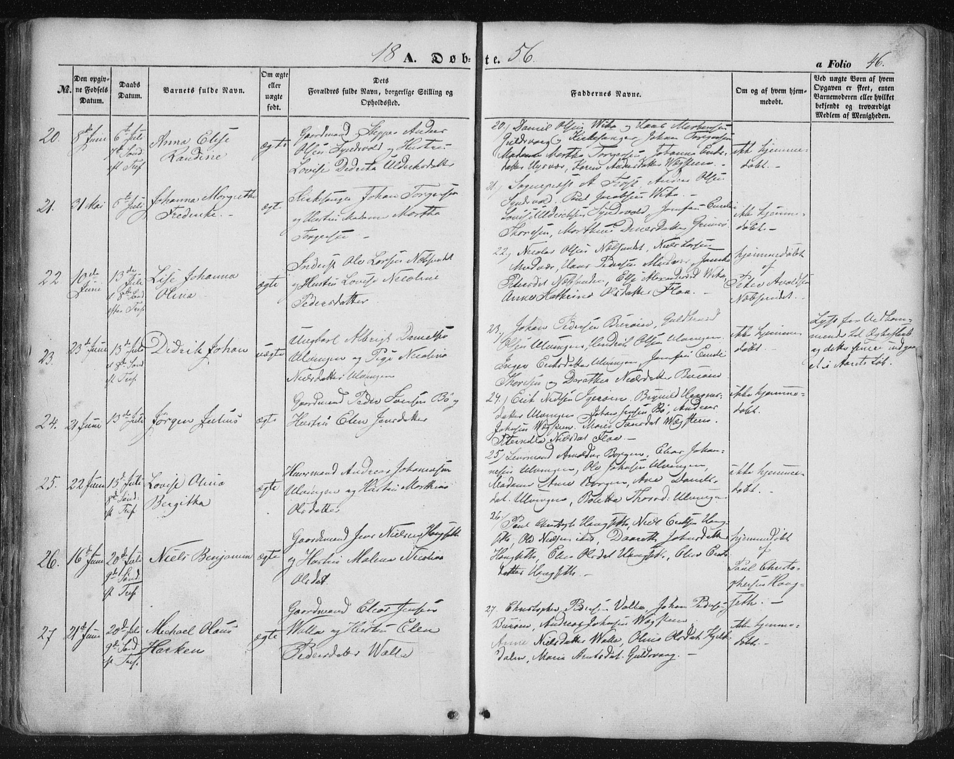 Ministerialprotokoller, klokkerbøker og fødselsregistre - Nordland, AV/SAT-A-1459/816/L0240: Ministerialbok nr. 816A06, 1846-1870, s. 46