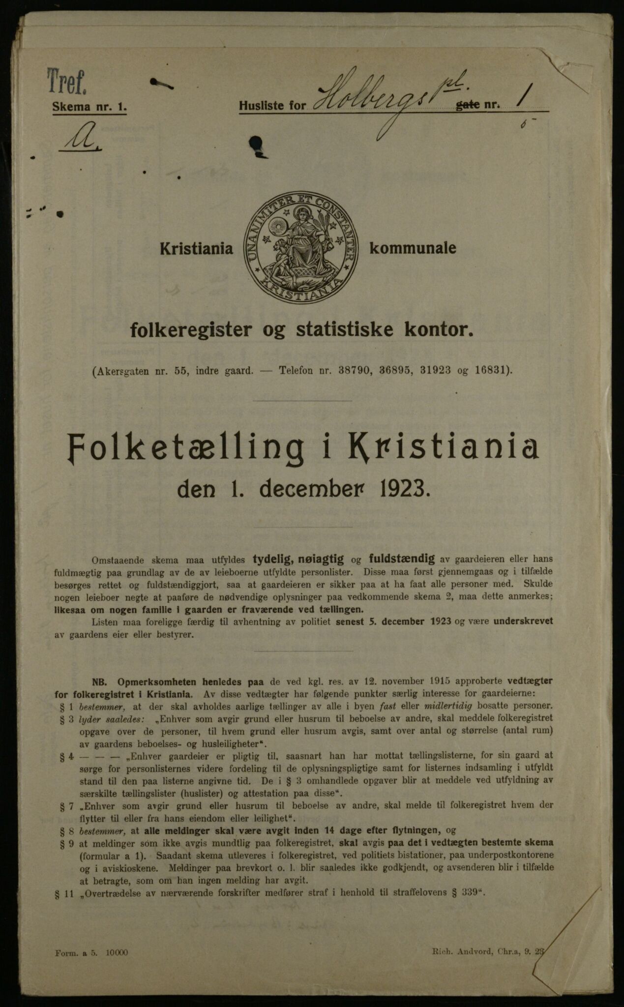 OBA, Kommunal folketelling 1.12.1923 for Kristiania, 1923, s. 45362