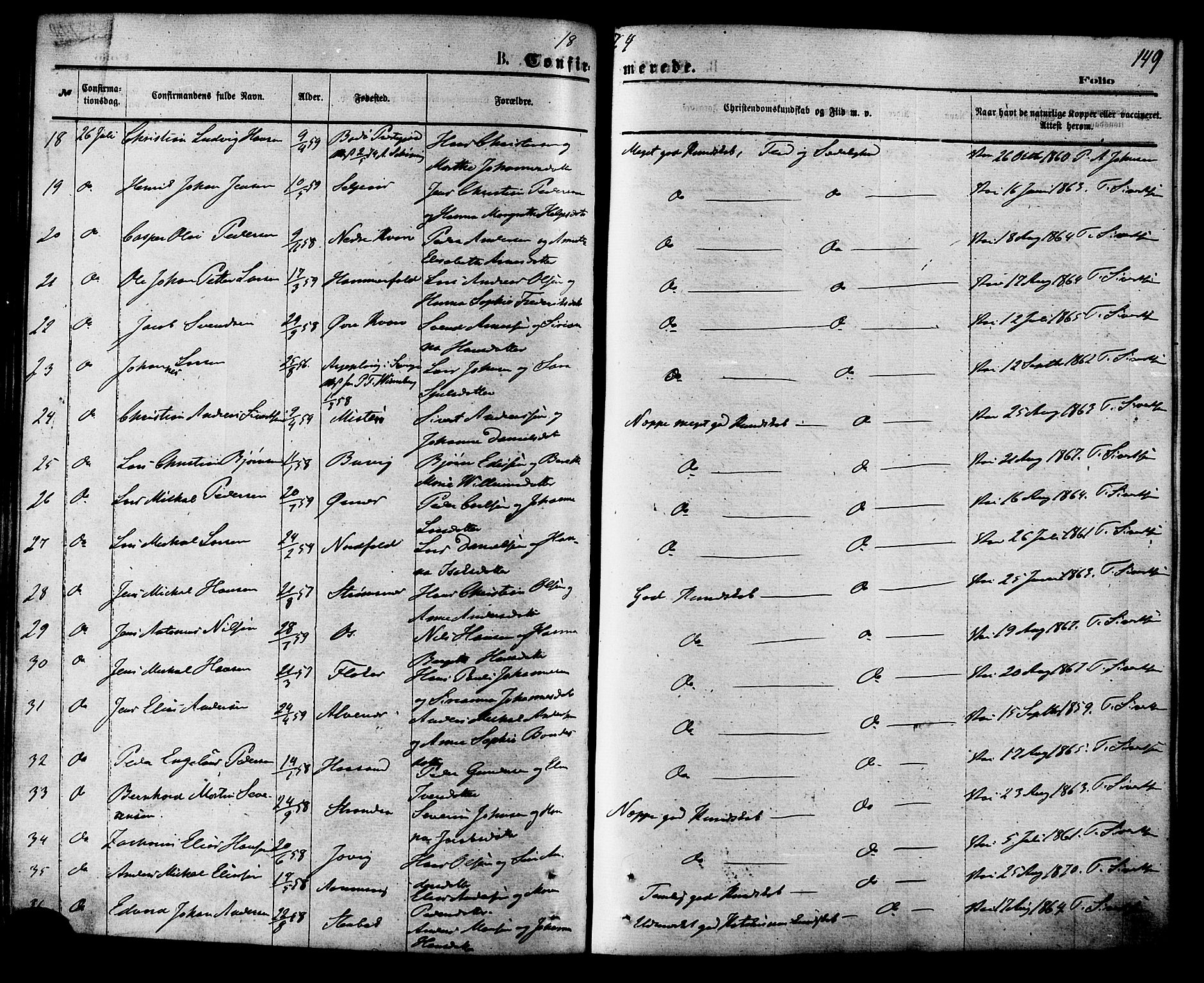 Ministerialprotokoller, klokkerbøker og fødselsregistre - Nordland, AV/SAT-A-1459/853/L0771: Ministerialbok nr. 853A10, 1870-1881, s. 149